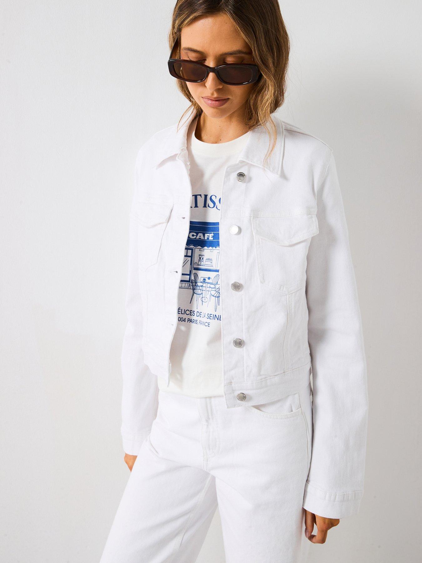 undefined Crop Denim Jacket - White