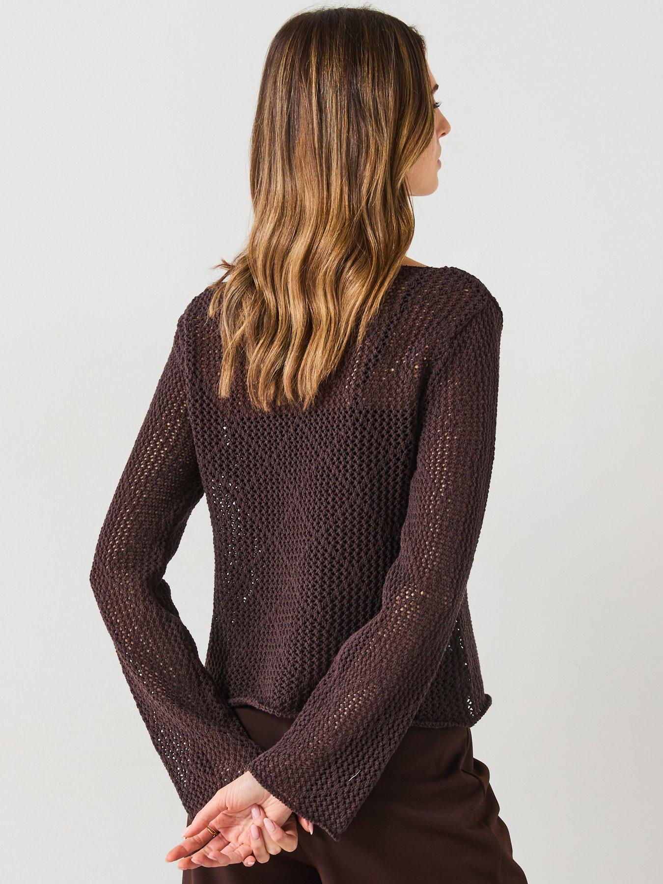 mango-openwork-knitted-cotton-sweater-brownstillFront