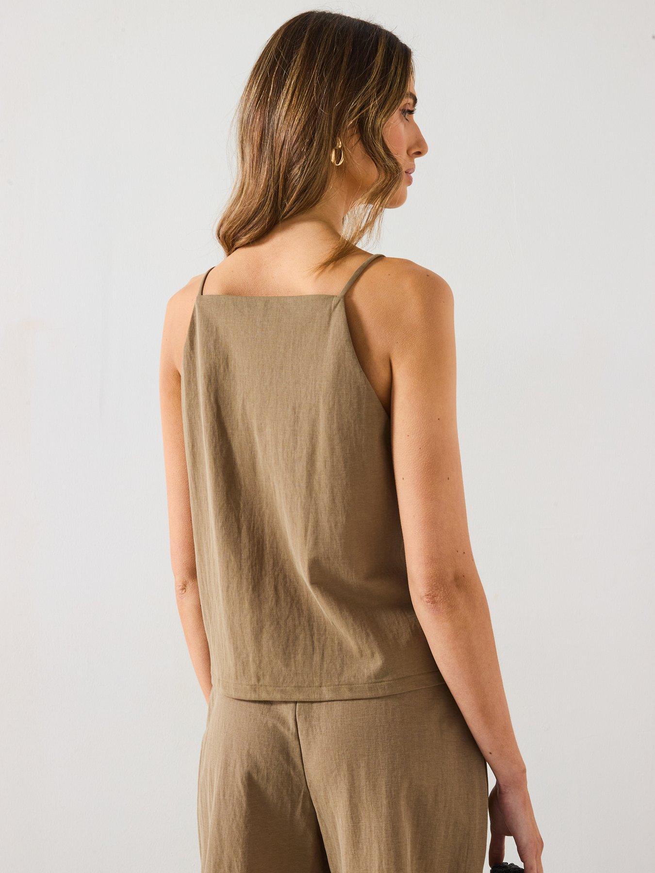 mango-halter-neck-cotton-top-khakistillFront