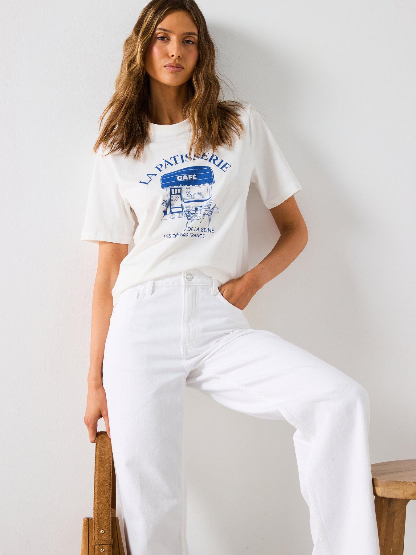 Image 1 of 6 of Mango Short-Sleeved Printed T-Shirt - Blue