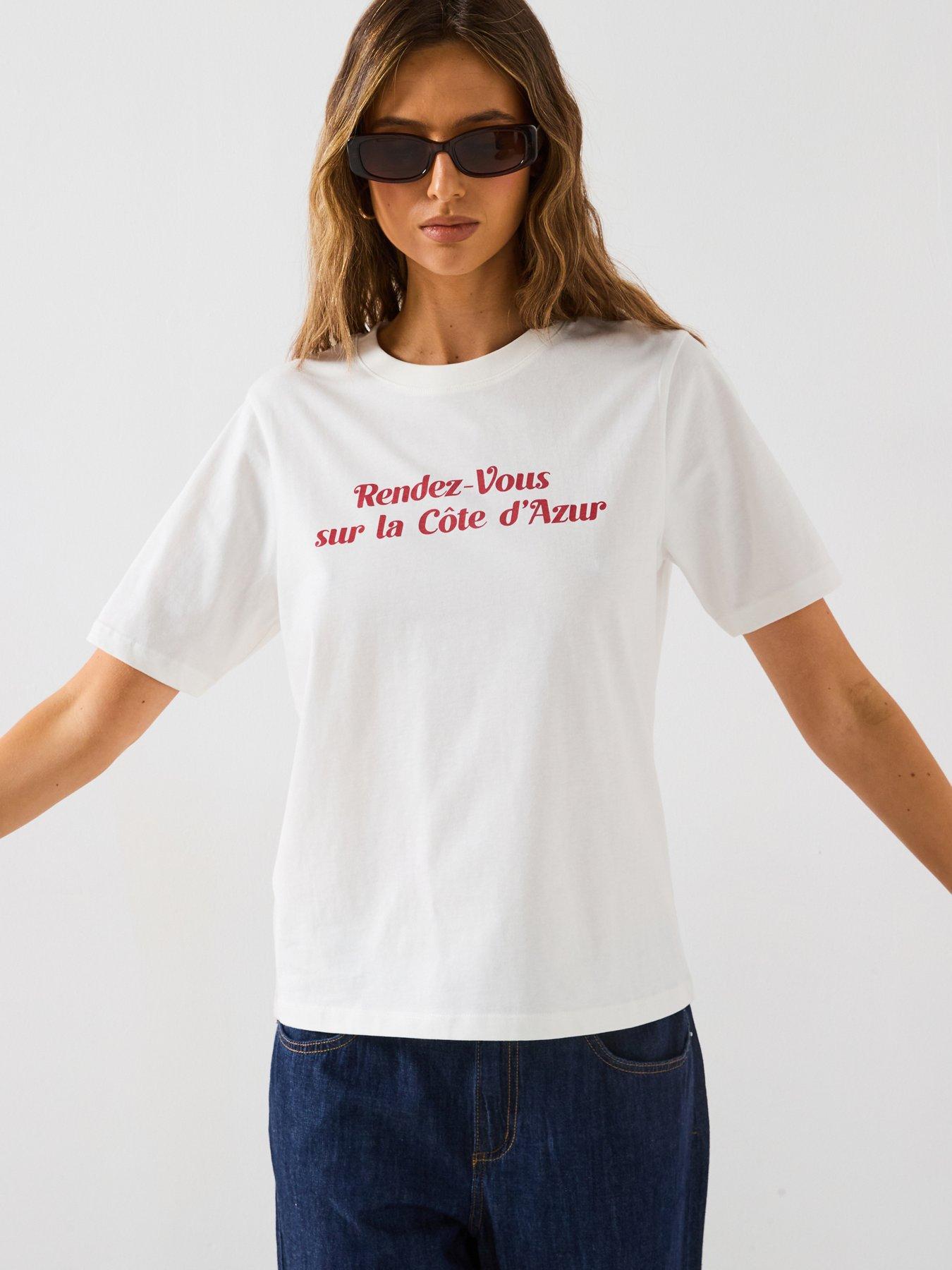Image of Mango Short-Sleeved Printed T-Shirt - White/Red