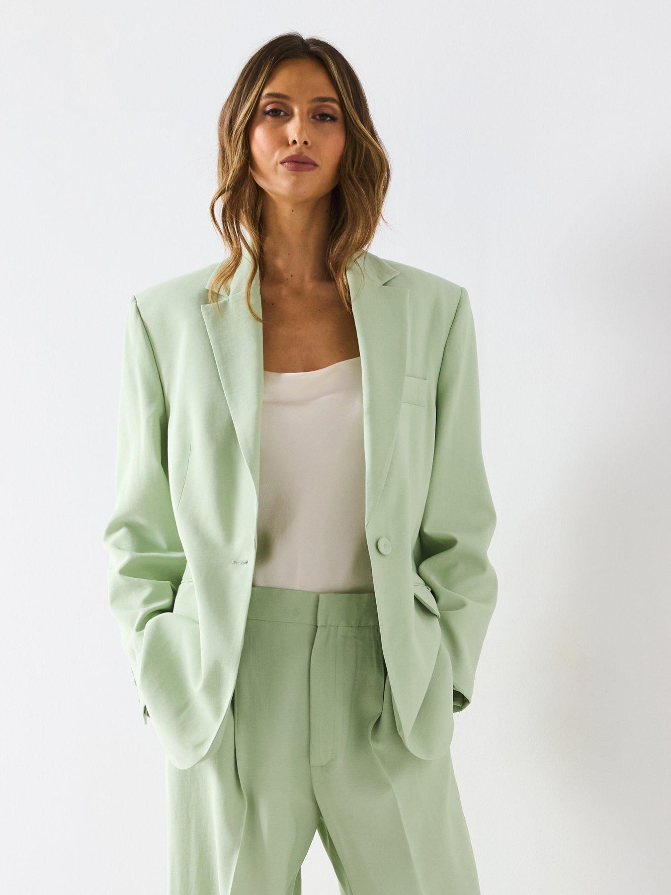 Image 1 of 6 of Mango Straight-Fit Suit Jacket - Green