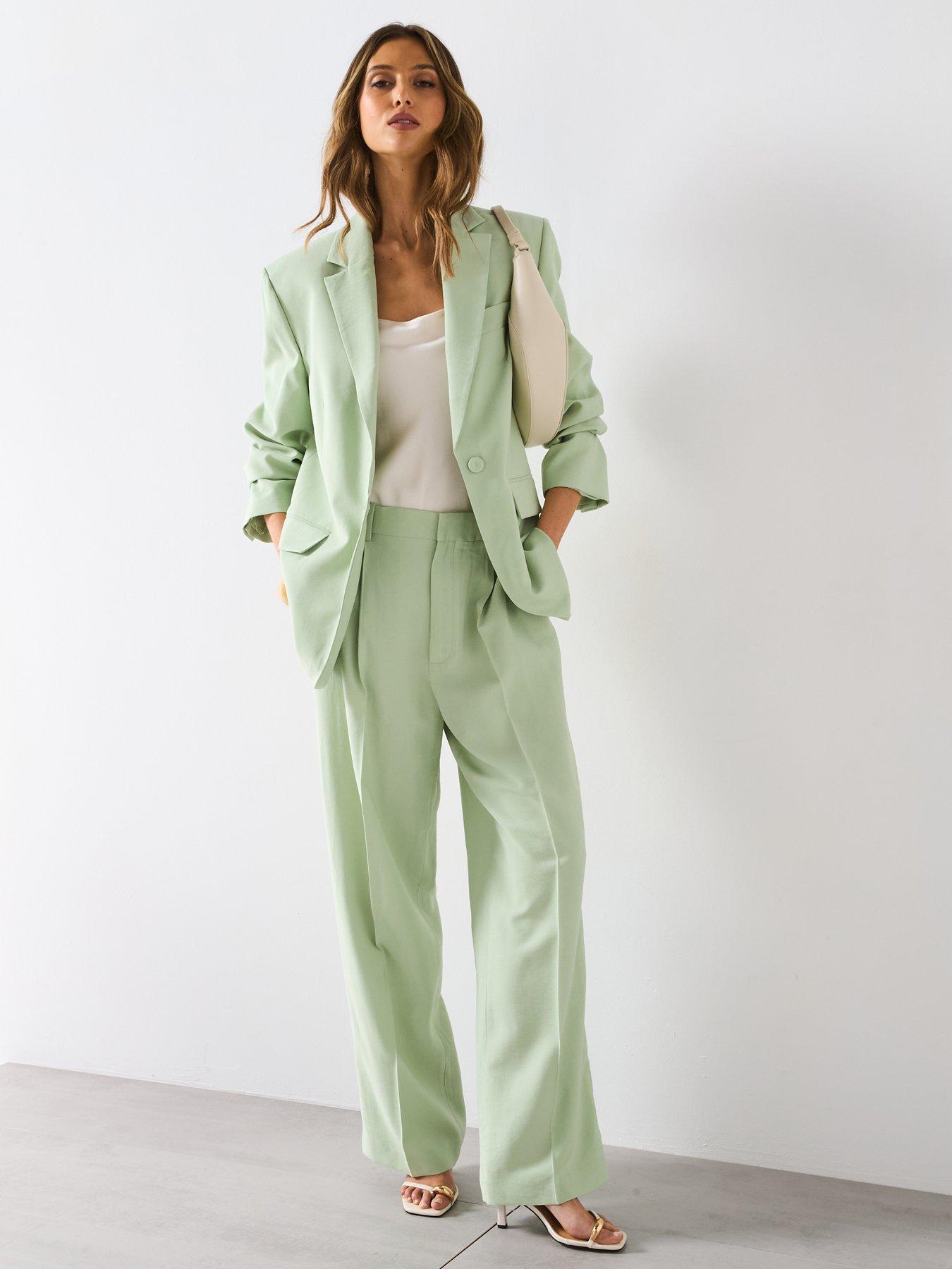 Image 3 of 6 of Mango Straight-Fit Suit Jacket - Green