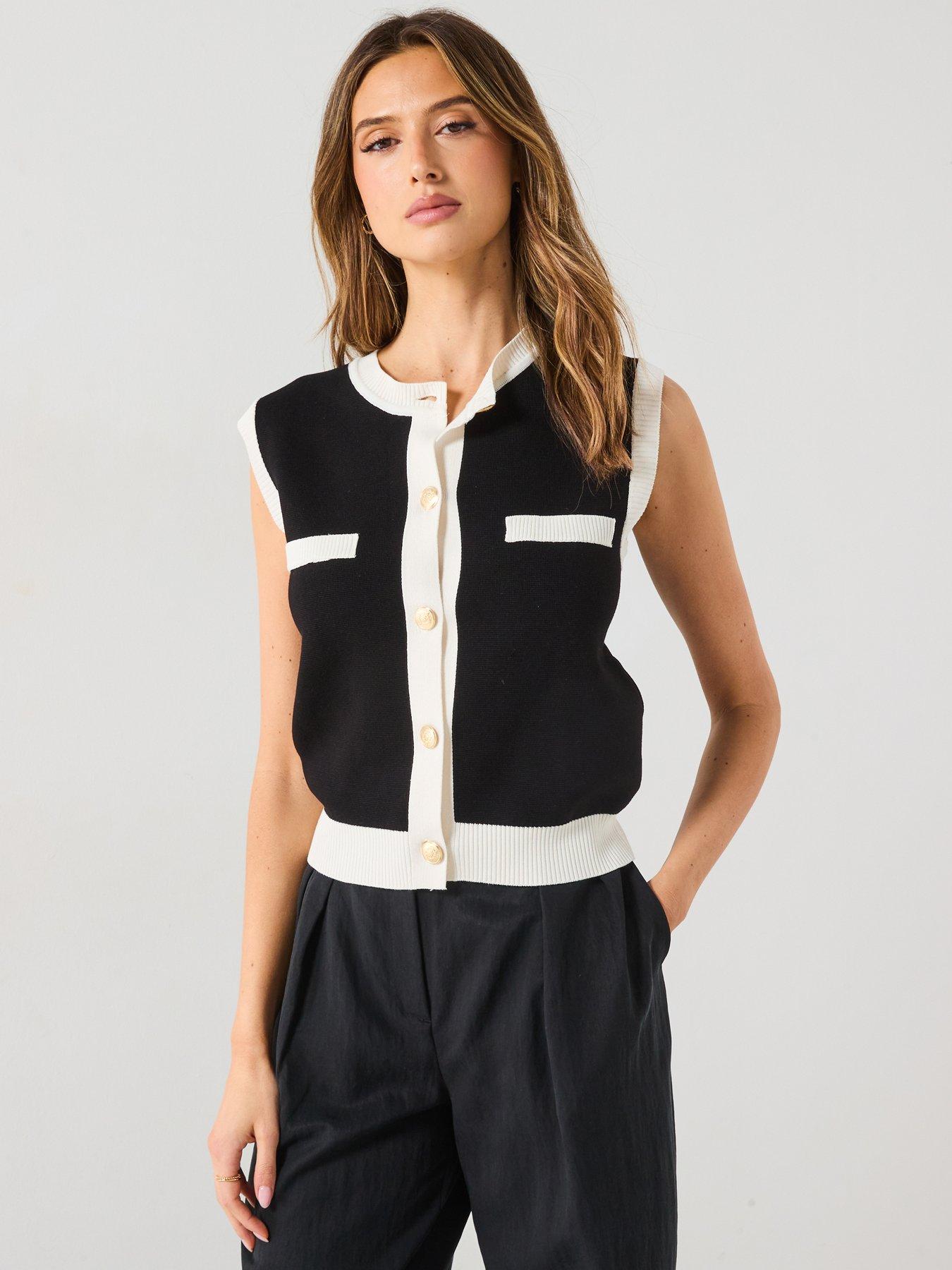 Image 1 of 6 of Mango Pia Waistcoat - Black