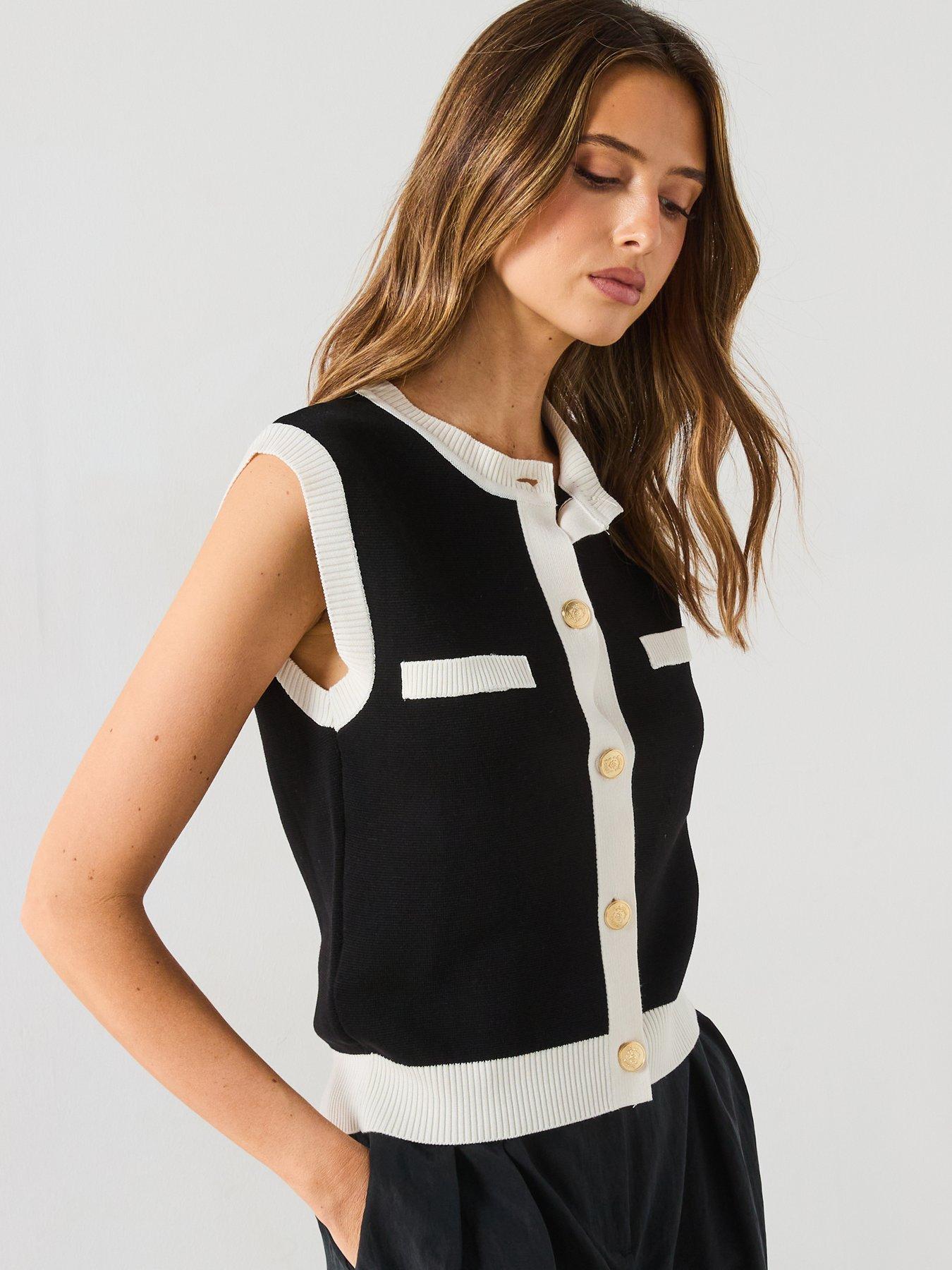 Image 6 of 6 of Mango Pia Waistcoat - Black
