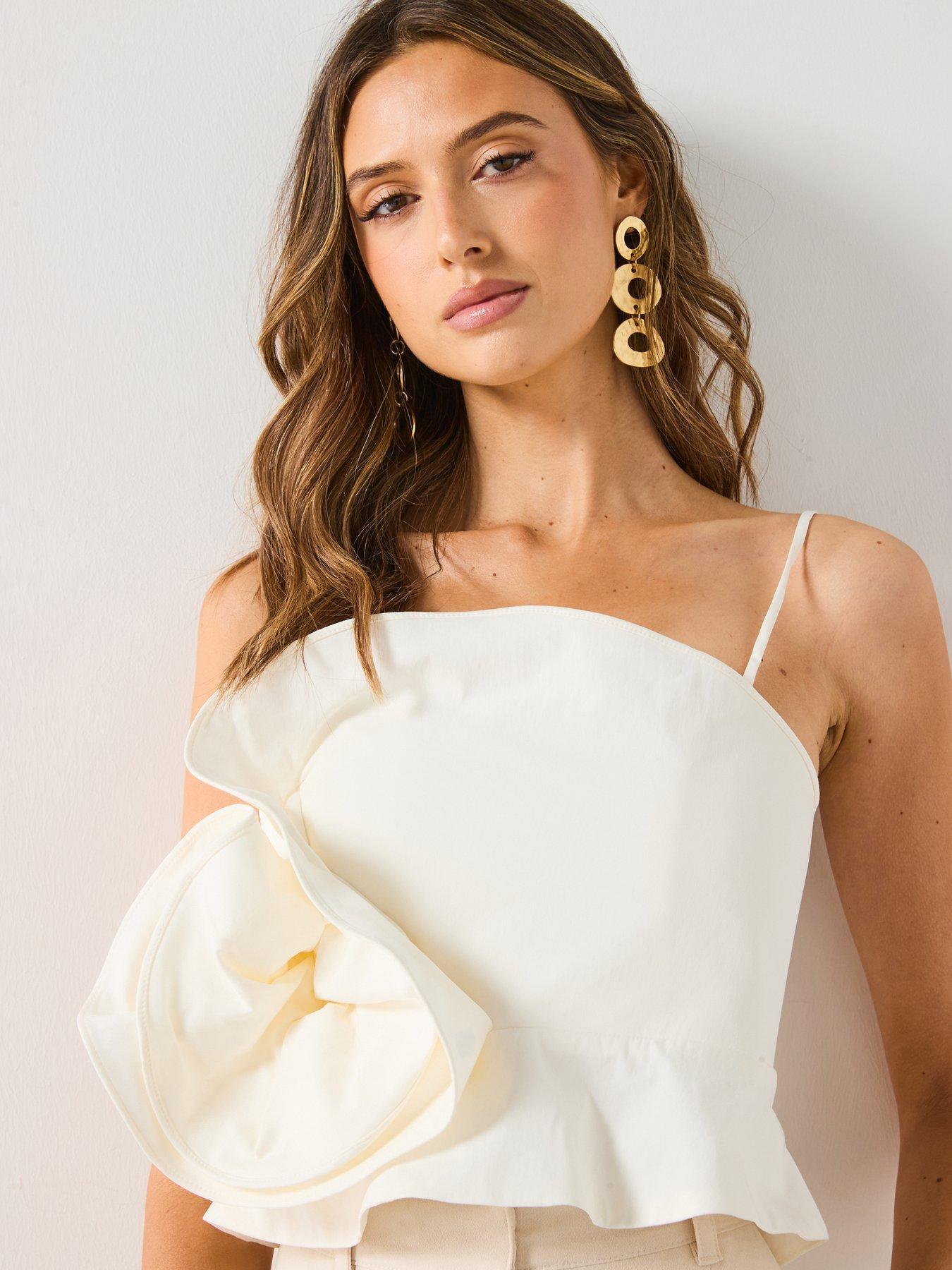 Image 6 of 6 of Mango Maxi Ruffle Top - Cream