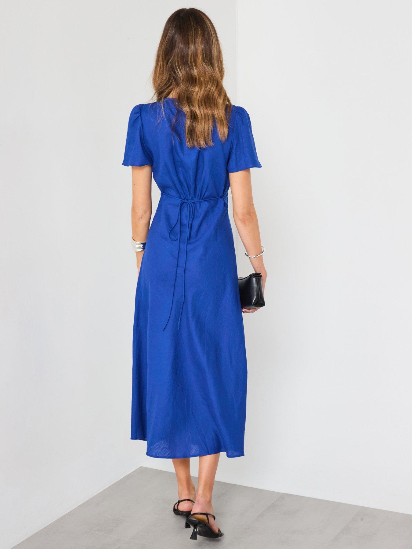 Image 2 of 6 of Mango Linen-blend Dress - Blue