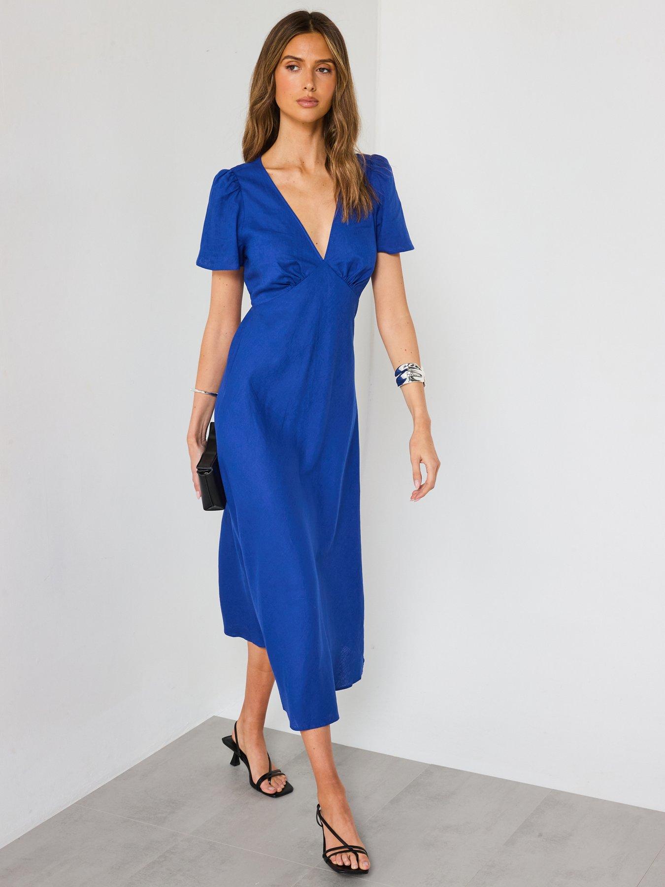mango-linen-blend-dress-bluedetail