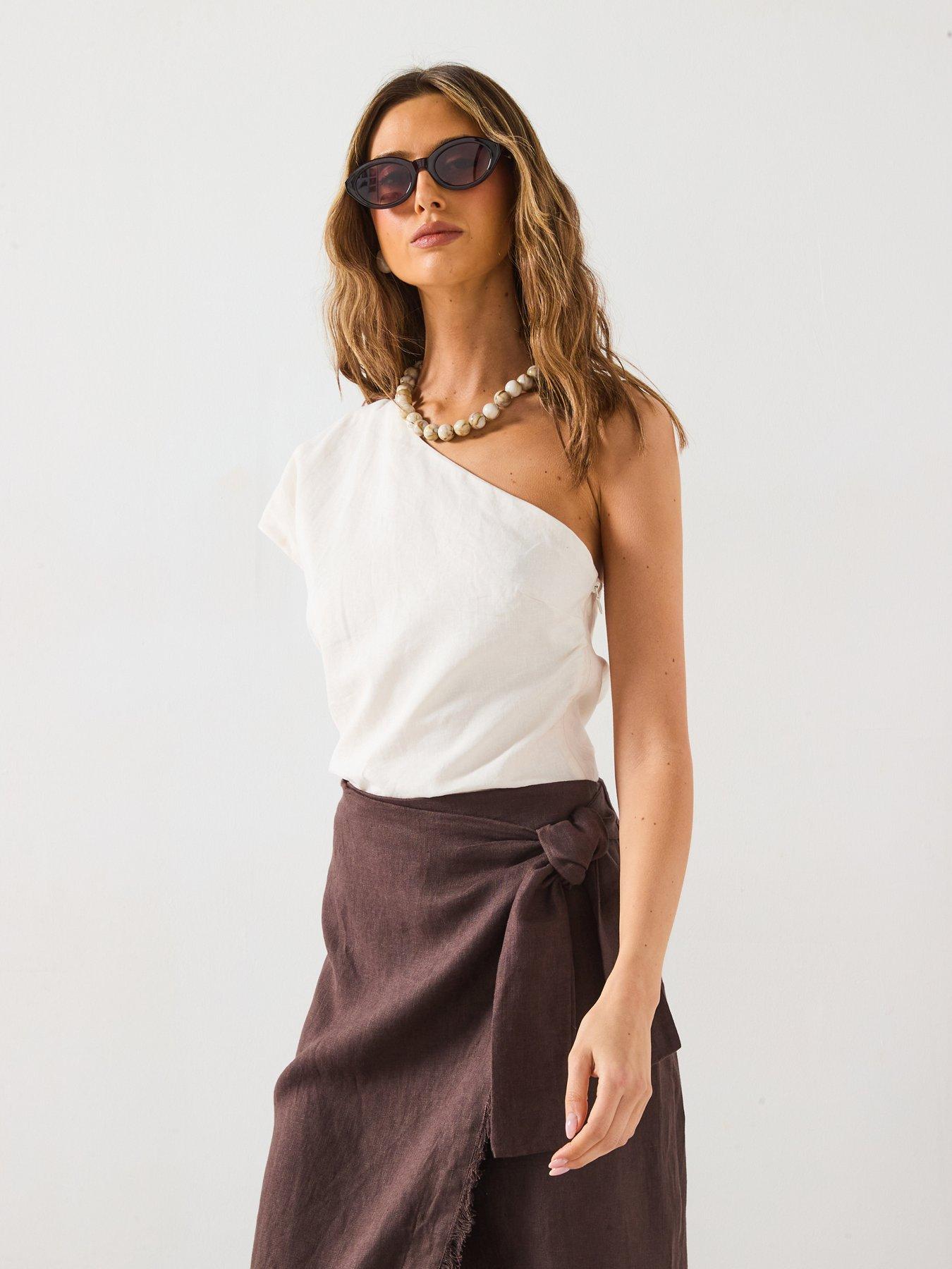 mango-asymmetrical-linen-top-creamfront