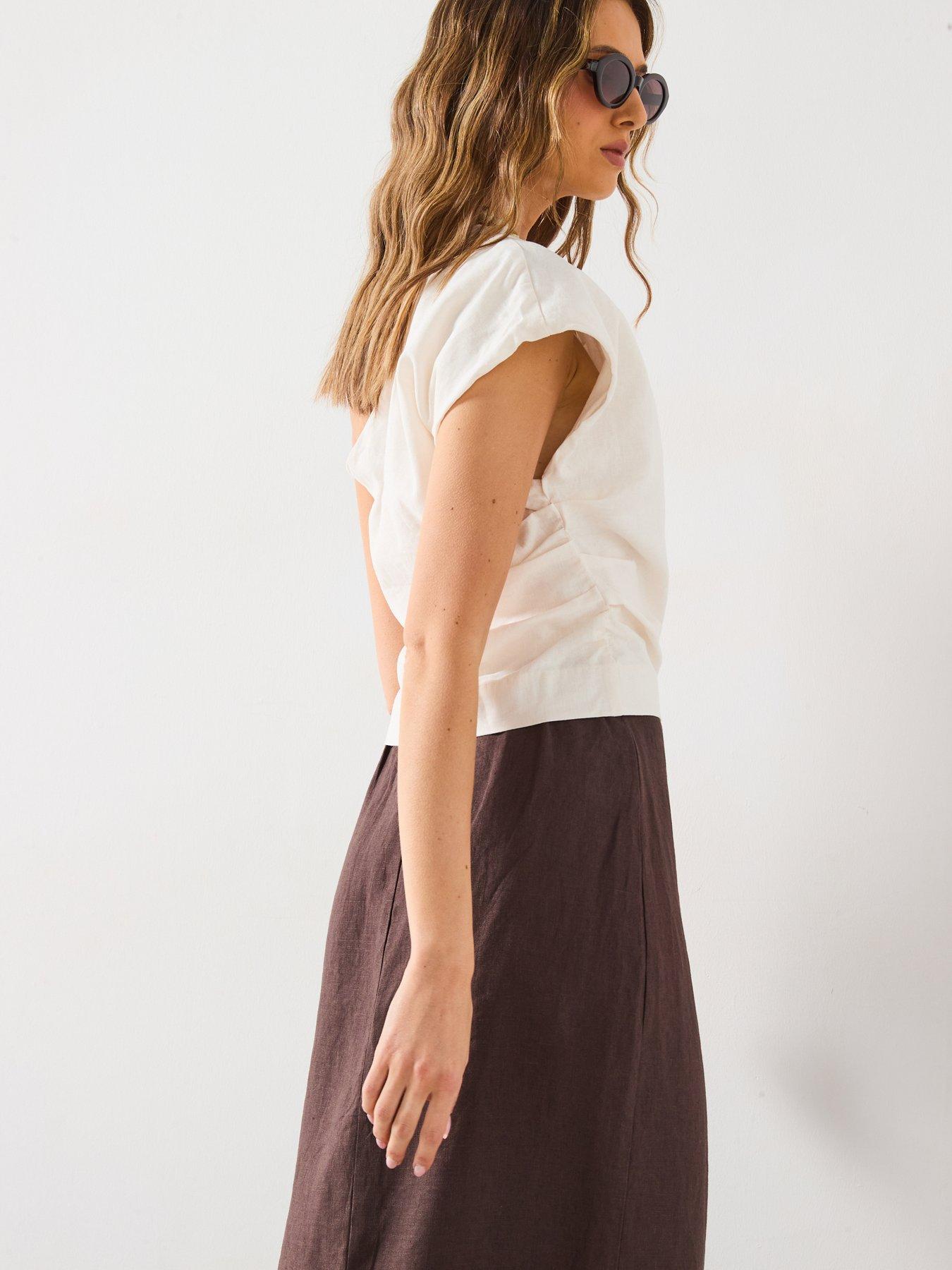 mango-asymmetrical-linen-top-creamdetail
