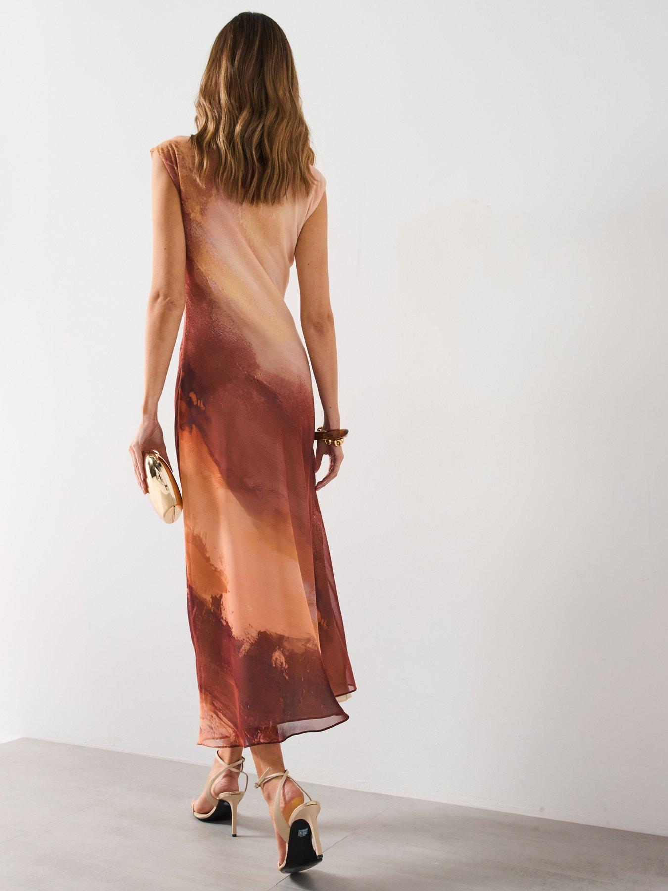 long dress with drape Dawna Draped Sleeve Maxi Dress White