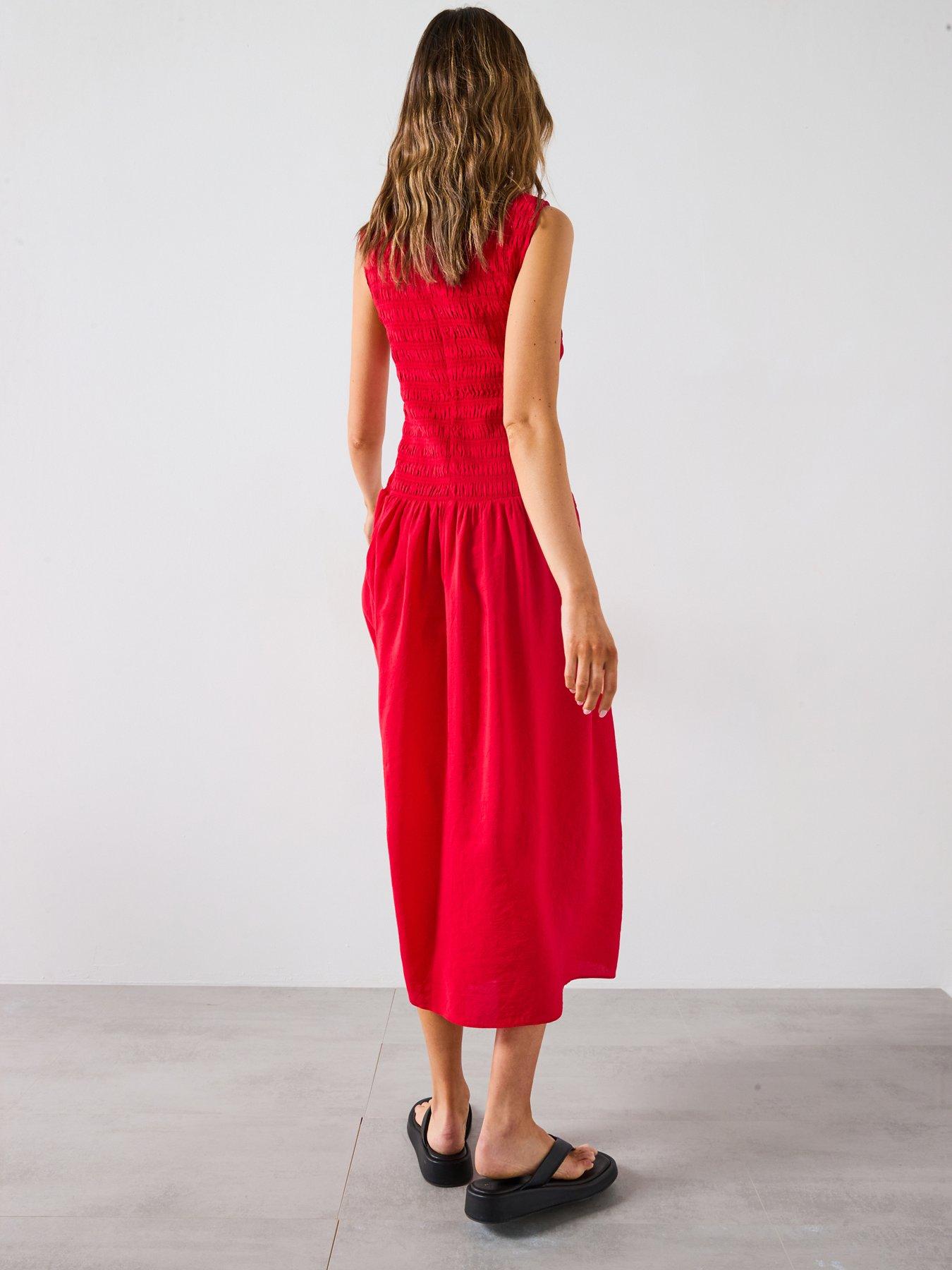 mango-flare-dress-with-gathered-body-redstillFront