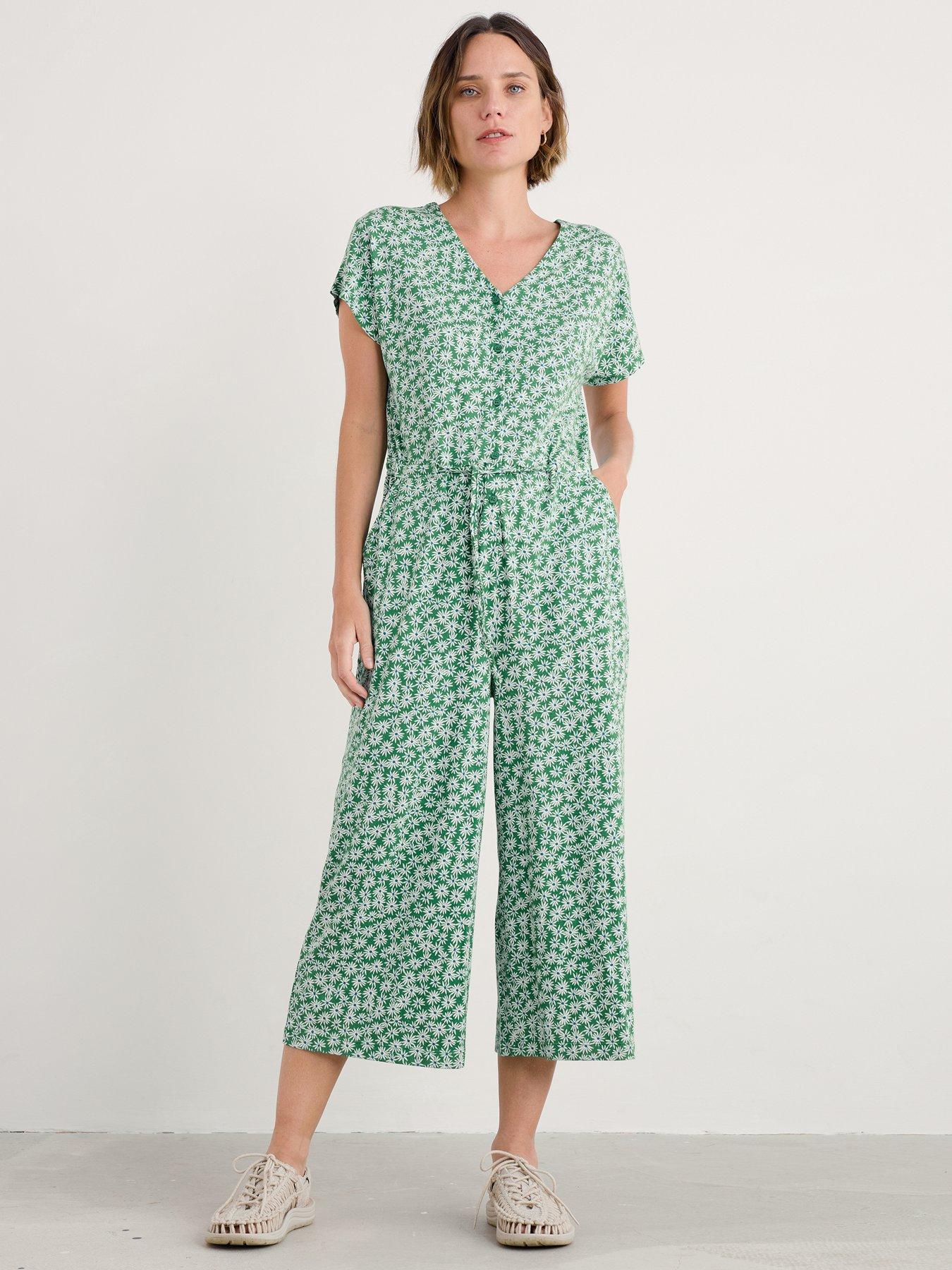 Image 1 of 5 of Seasalt Cornwall Rose Trellis Jumpsuit - Green
