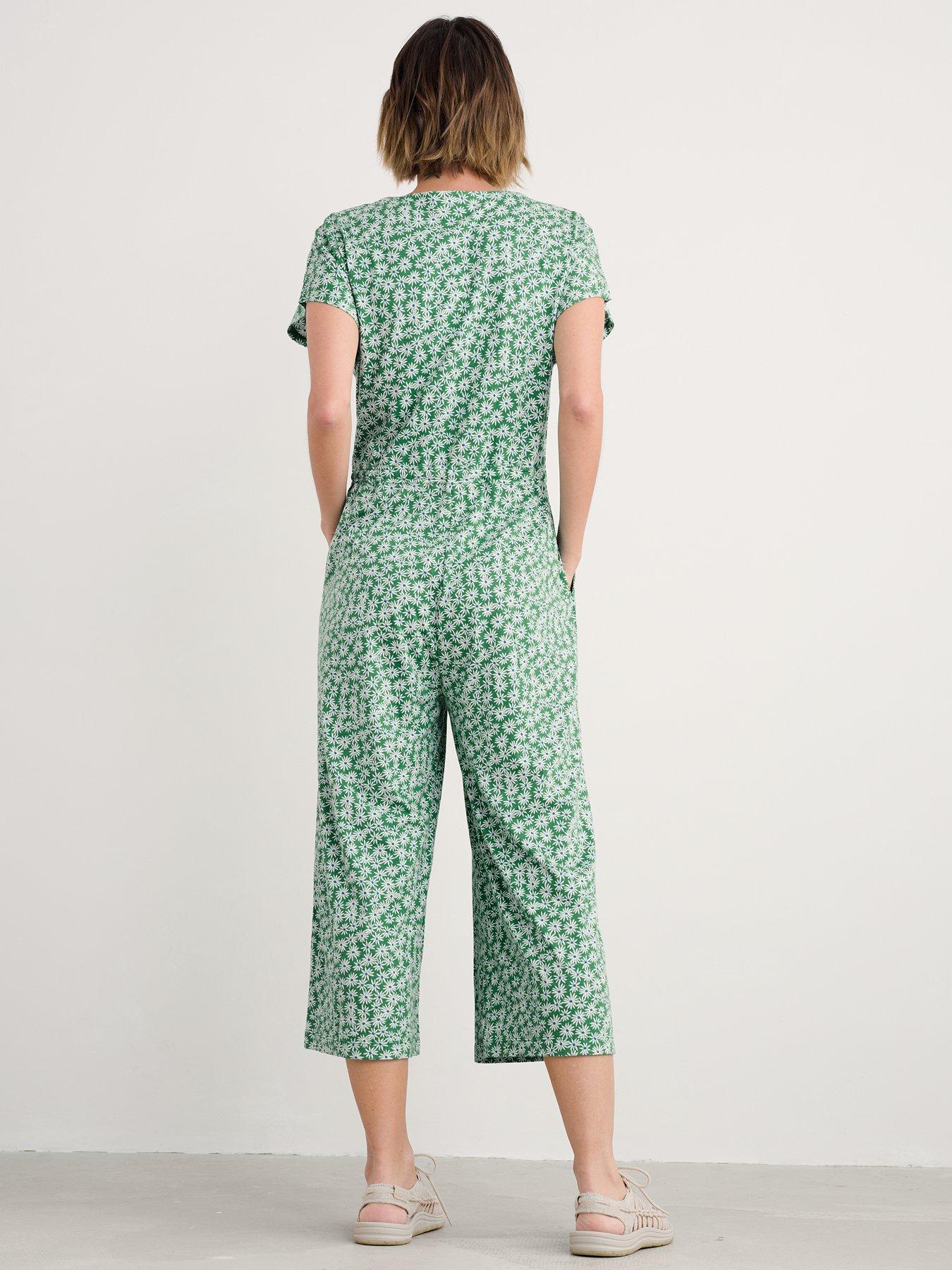 Image 2 of 5 of Seasalt Cornwall Rose Trellis Jumpsuit - Green