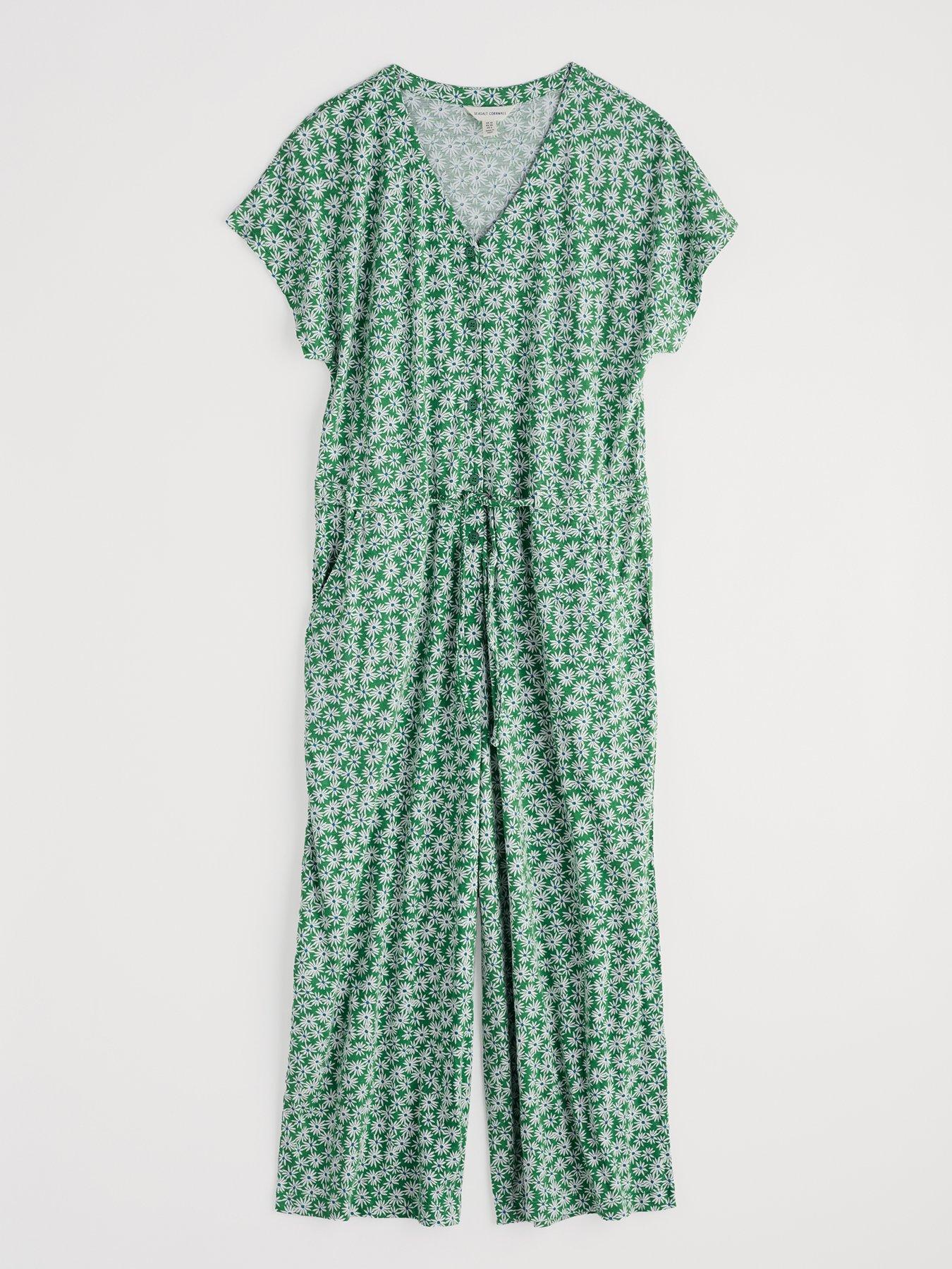 Image 5 of 5 of Seasalt Cornwall Rose Trellis Jumpsuit - Green