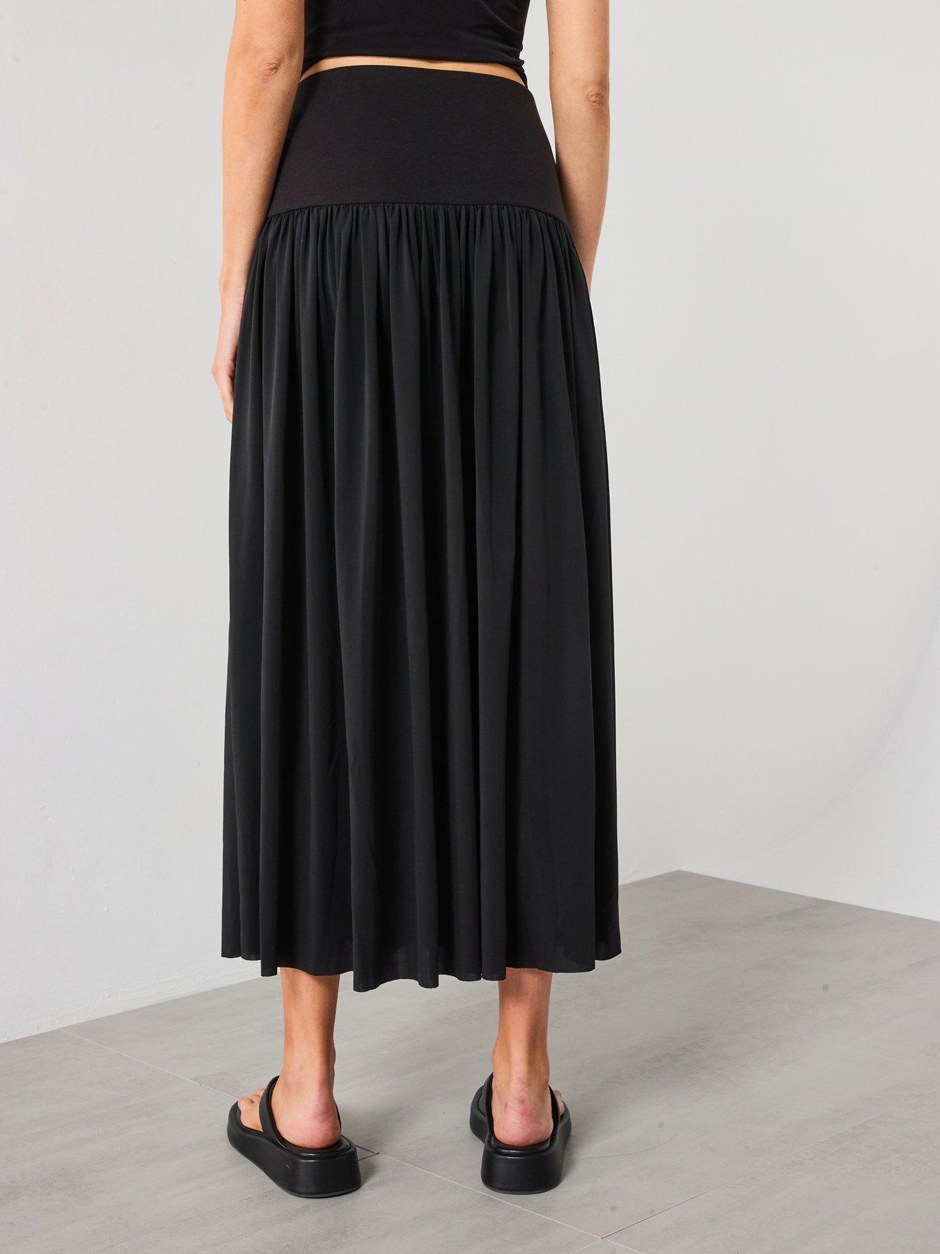 Image 2 of 5 of Mango Long Gathered Skirt - Black
