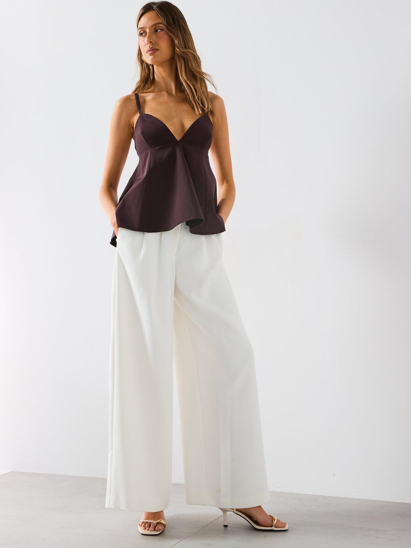 Image 3 of 6 of Mango Open Back Ruffle Top - Brown