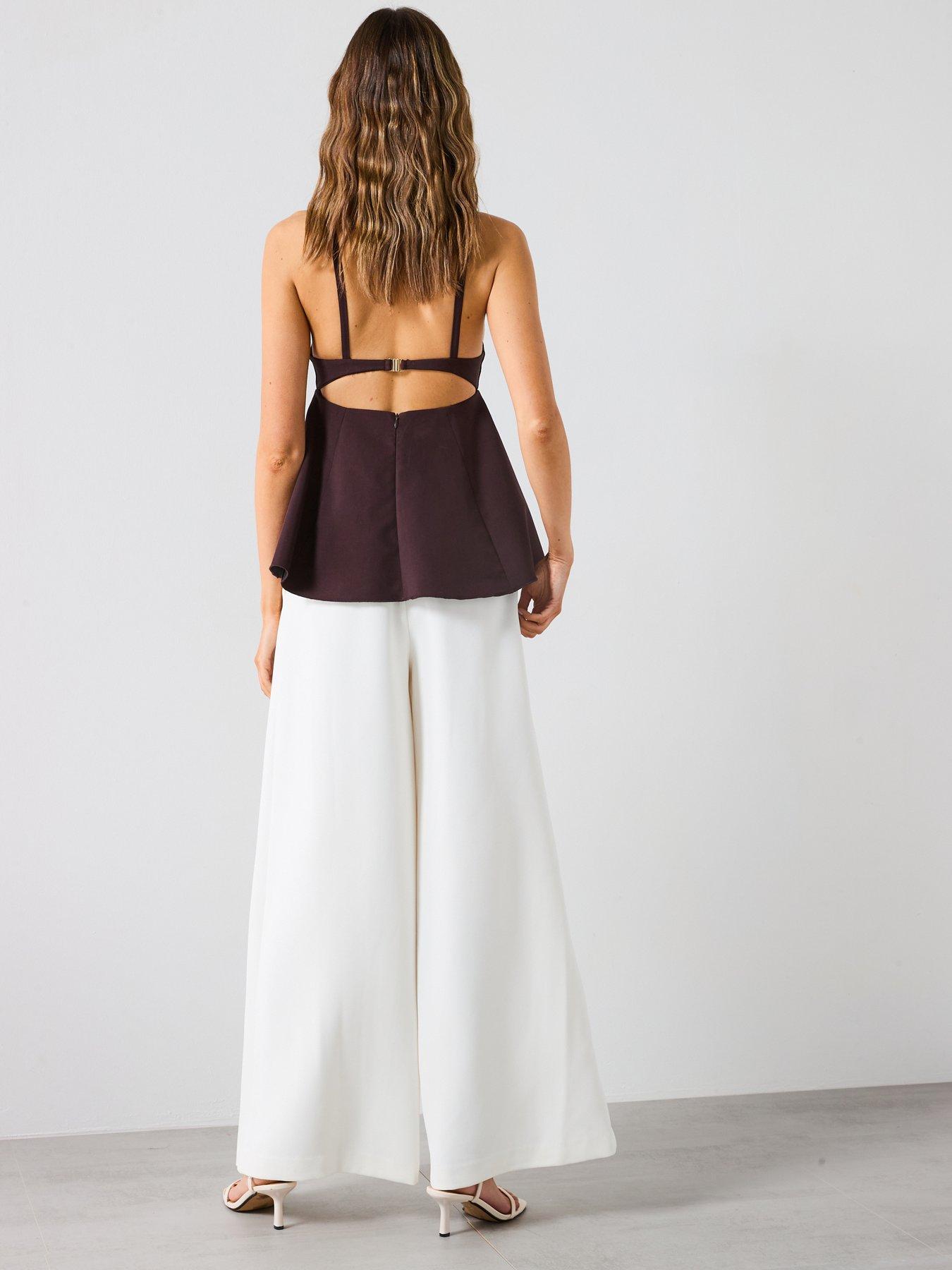 Image 5 of 6 of Mango Open Back Ruffle Top - Brown