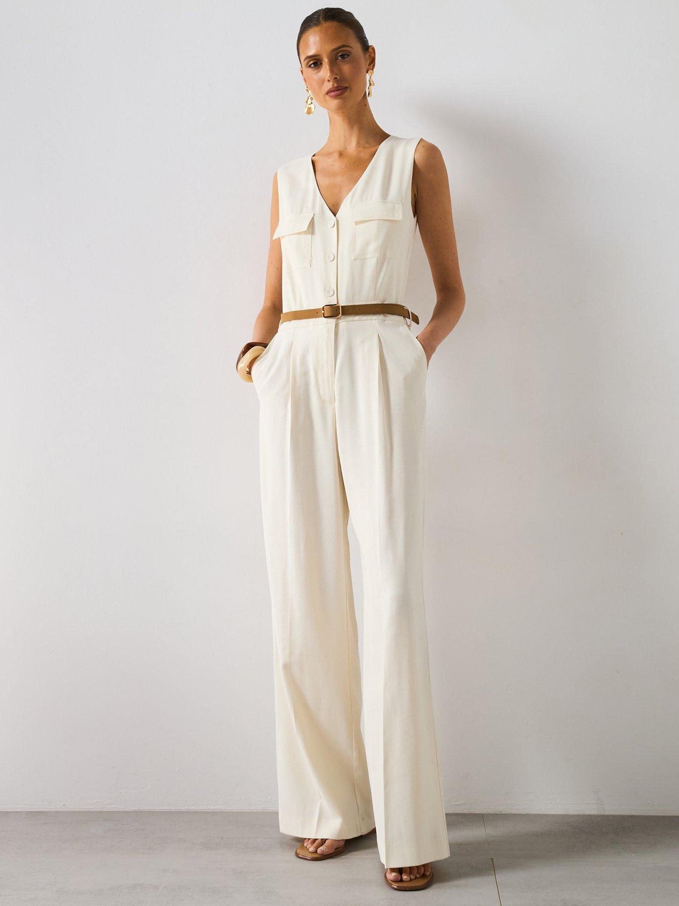 mango-belt-long-jumpsuit-cream