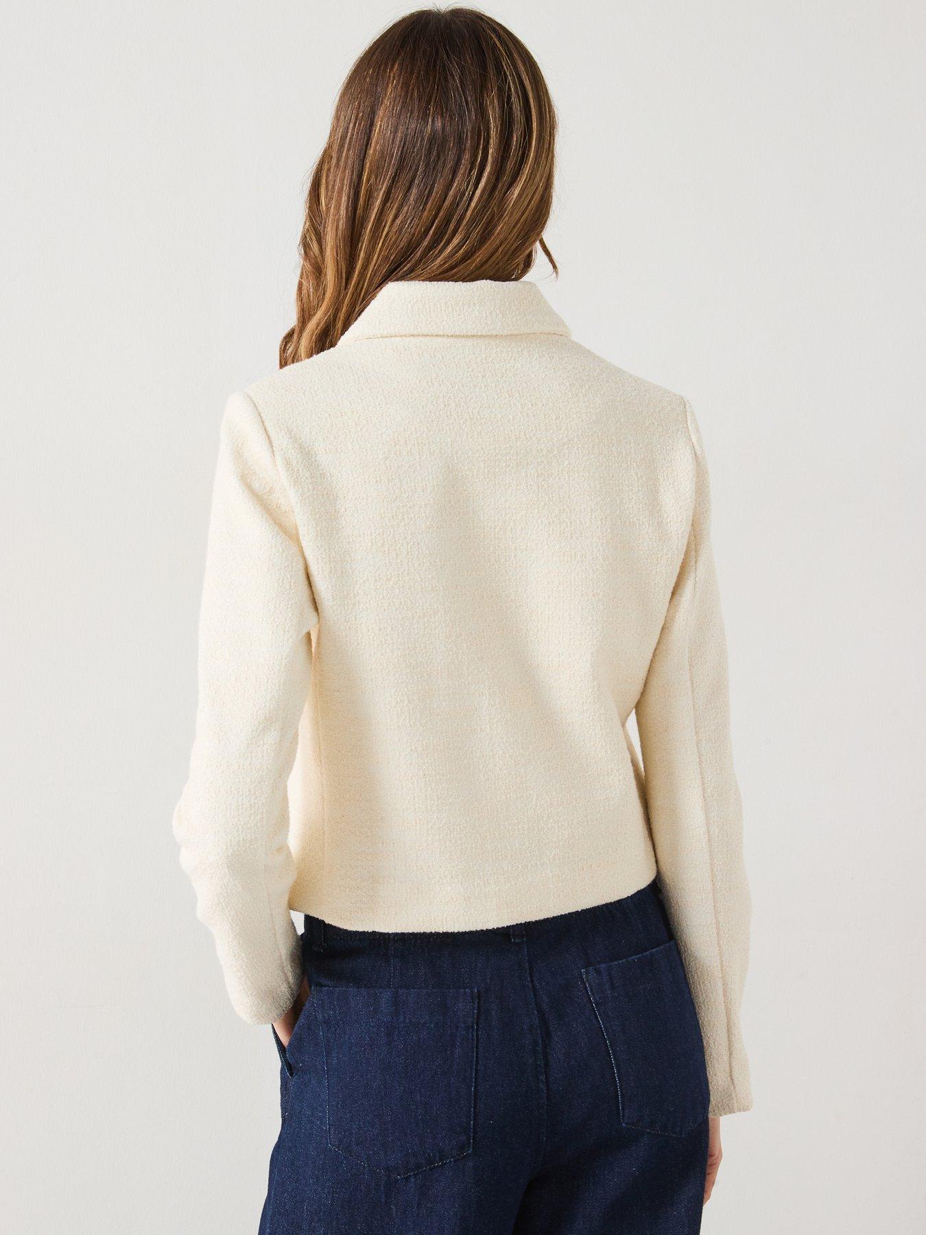 Image 2 of 6 of Mango Cotton-Blend Jacket With Lapel - Cream