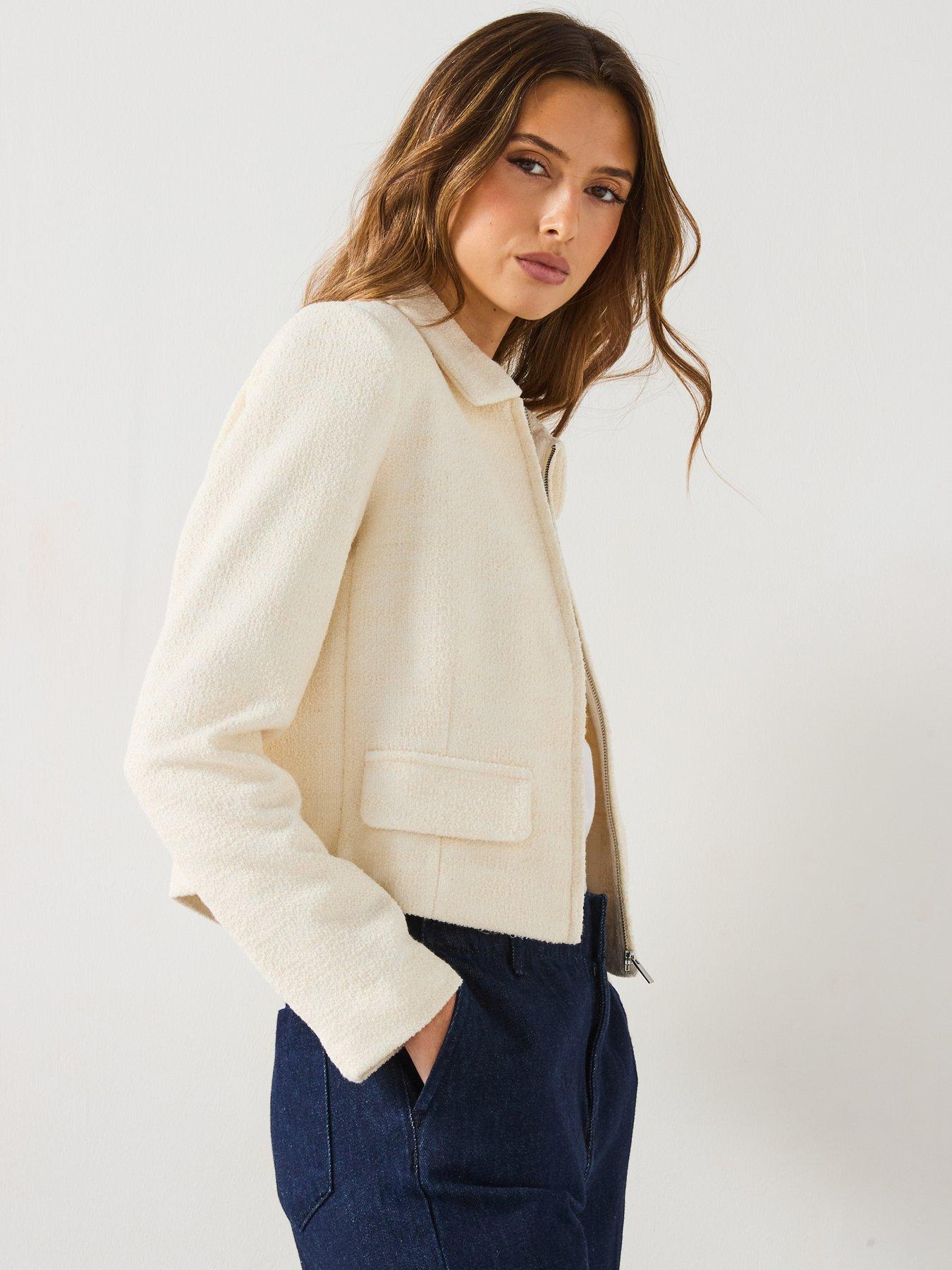 Image 4 of 6 of Mango Cotton-Blend Jacket With Lapel - Cream