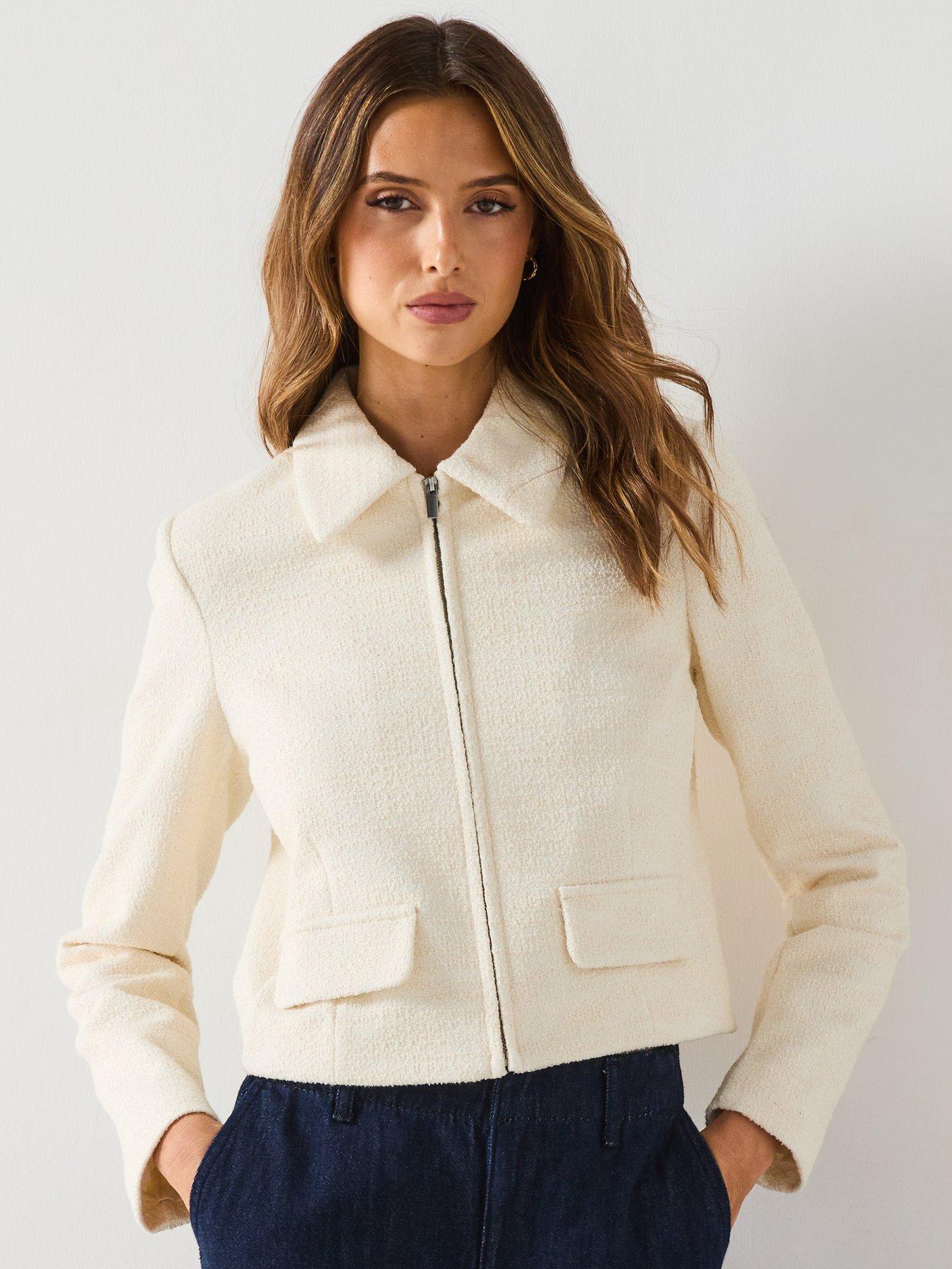 Image 6 of 6 of Mango Cotton-Blend Jacket With Lapel - Cream