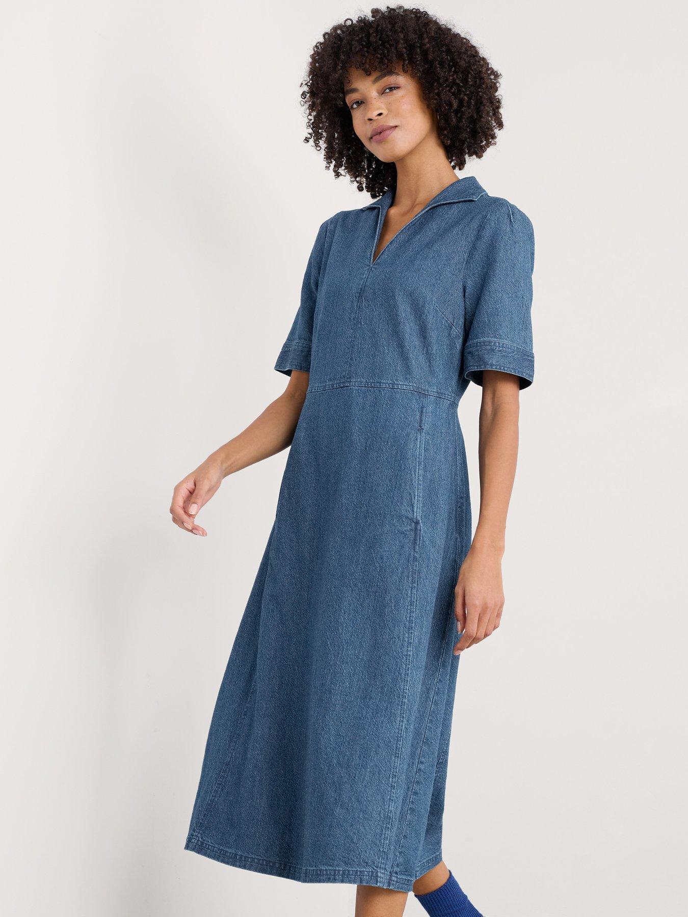 Seasalt Cornwall Fen Violet Denim Dress - Blue
