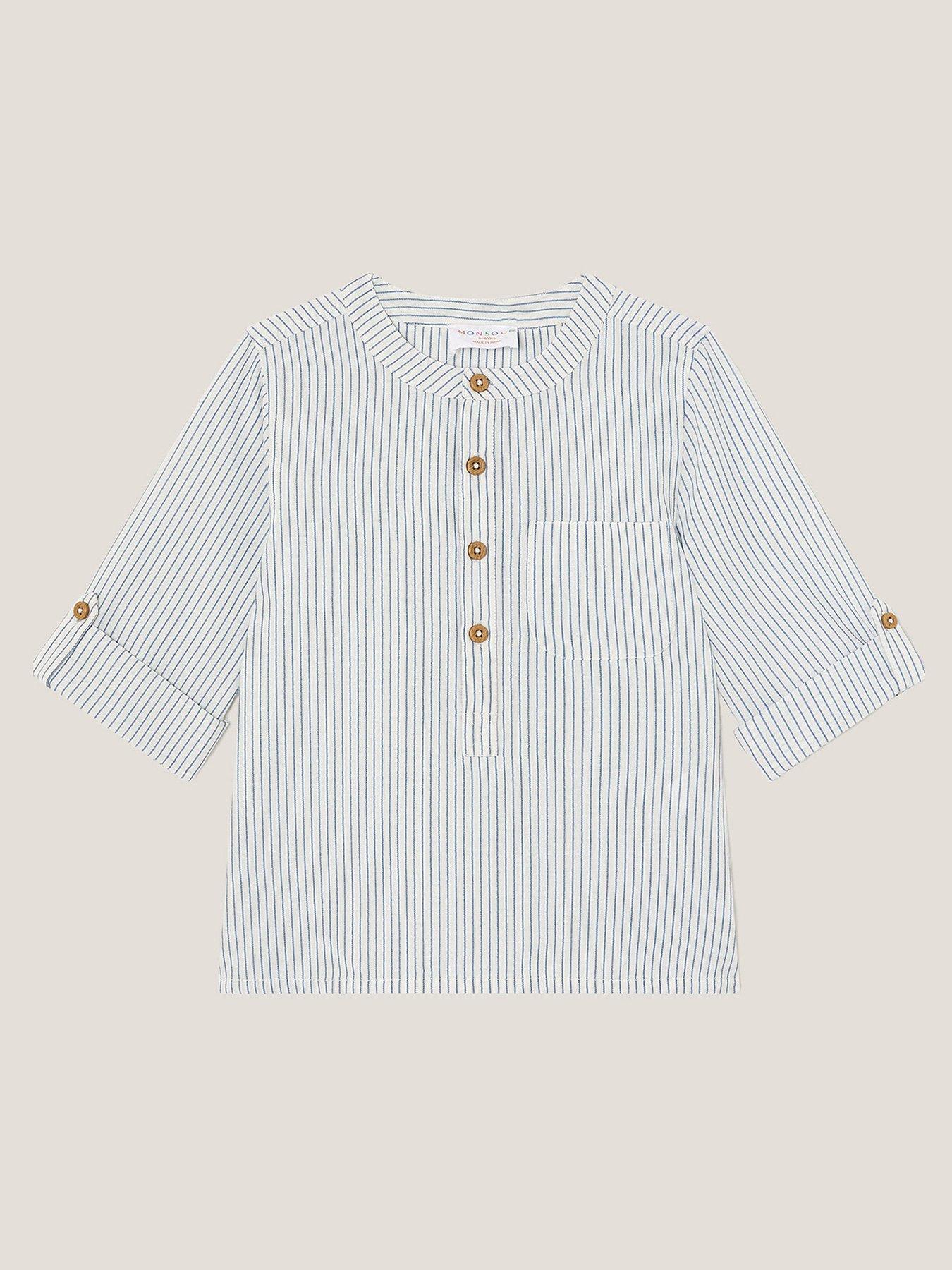 undefined Boys Stripe Cotton Stripe Shirt - Light Cream