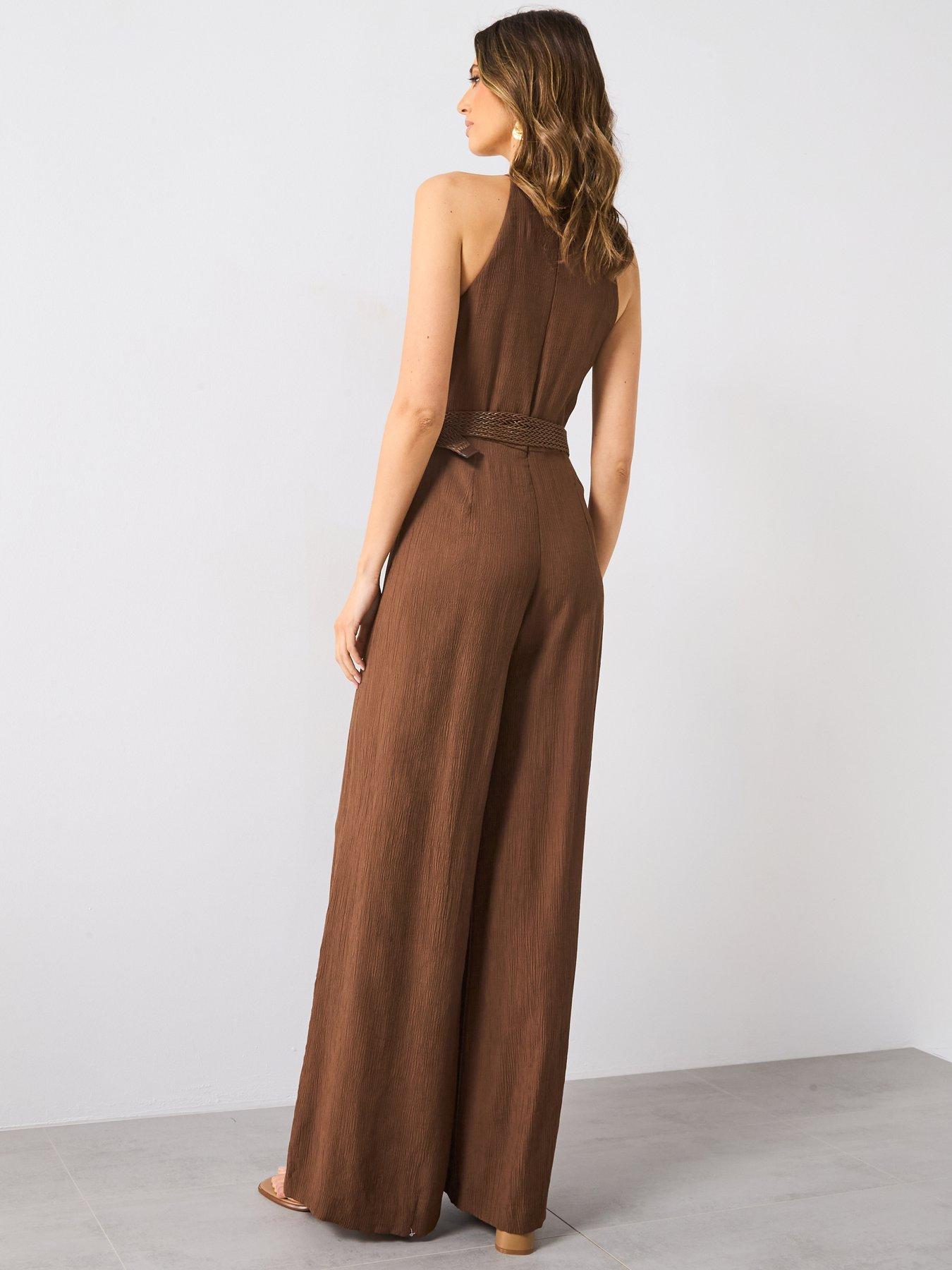 mango-halter-neck-jumpsuit-with-belt-brownstillFront