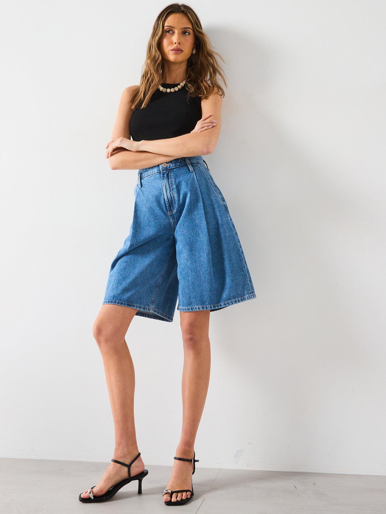 mango-bermuda-wide-leg-darts-shorts-blueback
