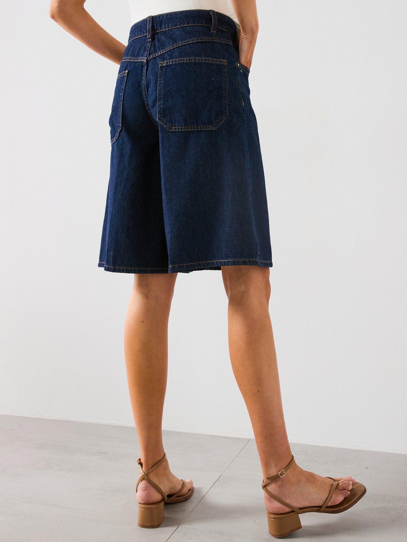 Image 2 of 6 of Mango High Waisted Rinse Wash Bermuda Shorts - Blue