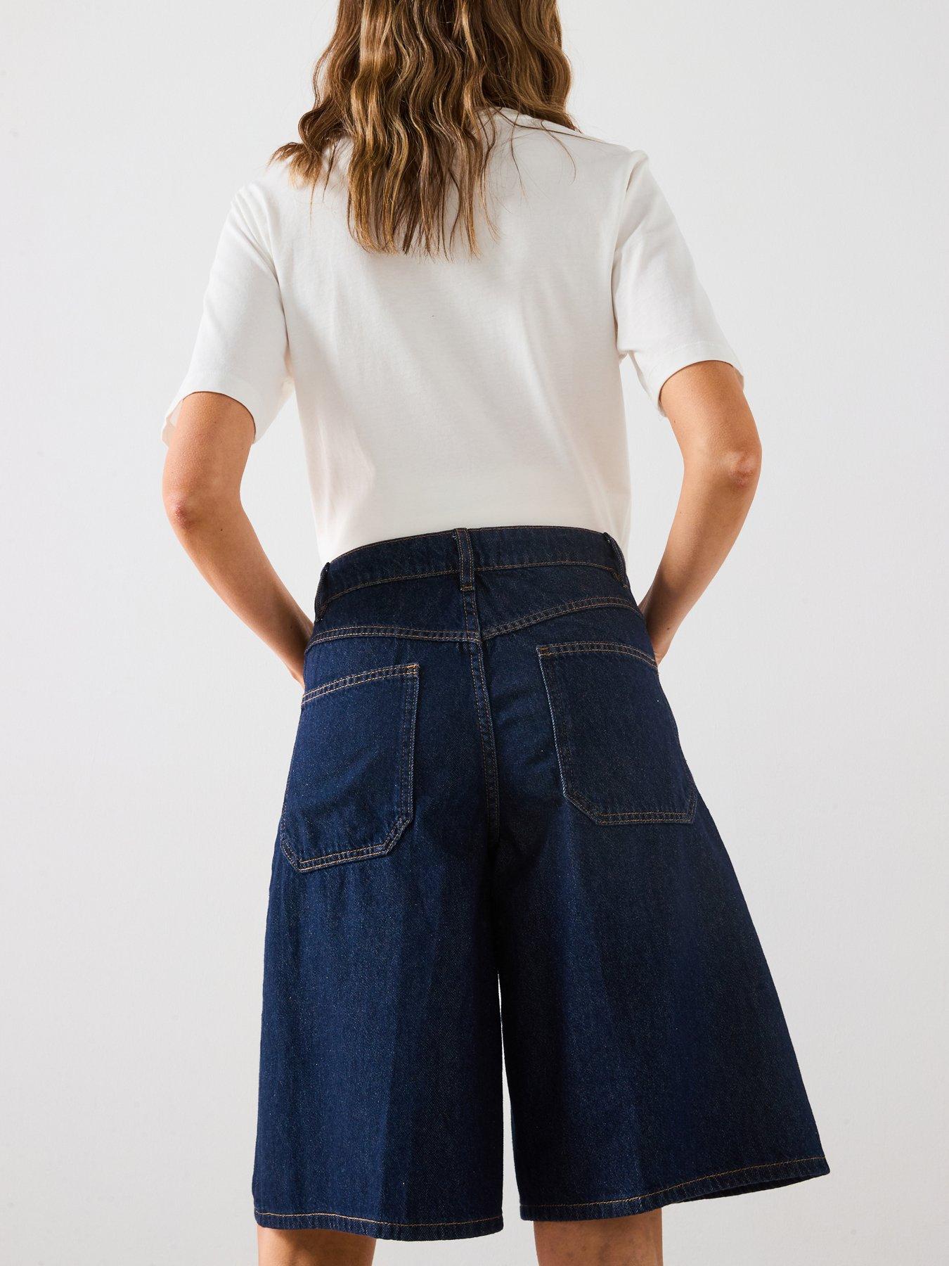 Image 5 of 6 of Mango High Waisted Rinse Wash Bermuda Shorts - Blue