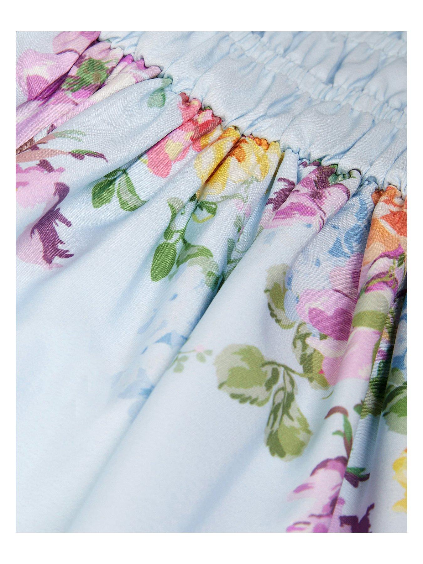 Image 4 of 4 of Monsoon Girls Floral Bunny Short Sleeve Dress - Blue