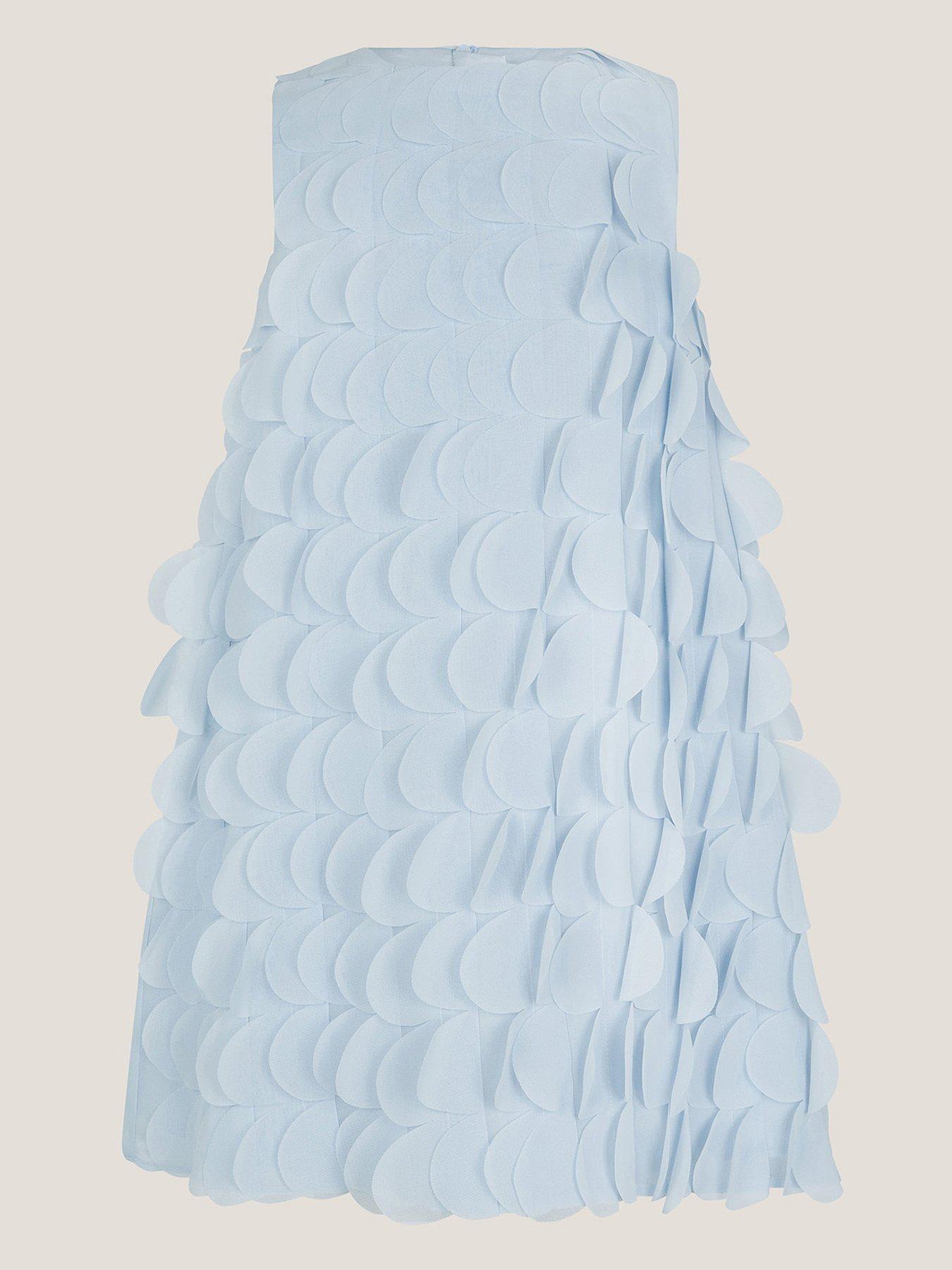 Image 2 of 4 of Monsoon Girls Jazzy Scallop Frill Shift Dress - Blue