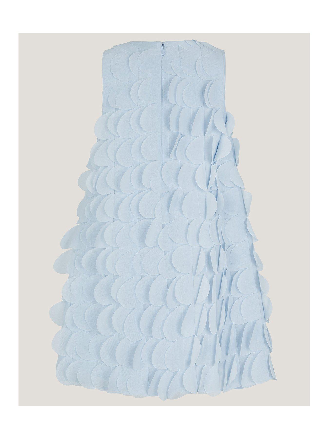 Image 3 of 4 of Monsoon Girls Jazzy Scallop Frill Shift Dress - Blue
