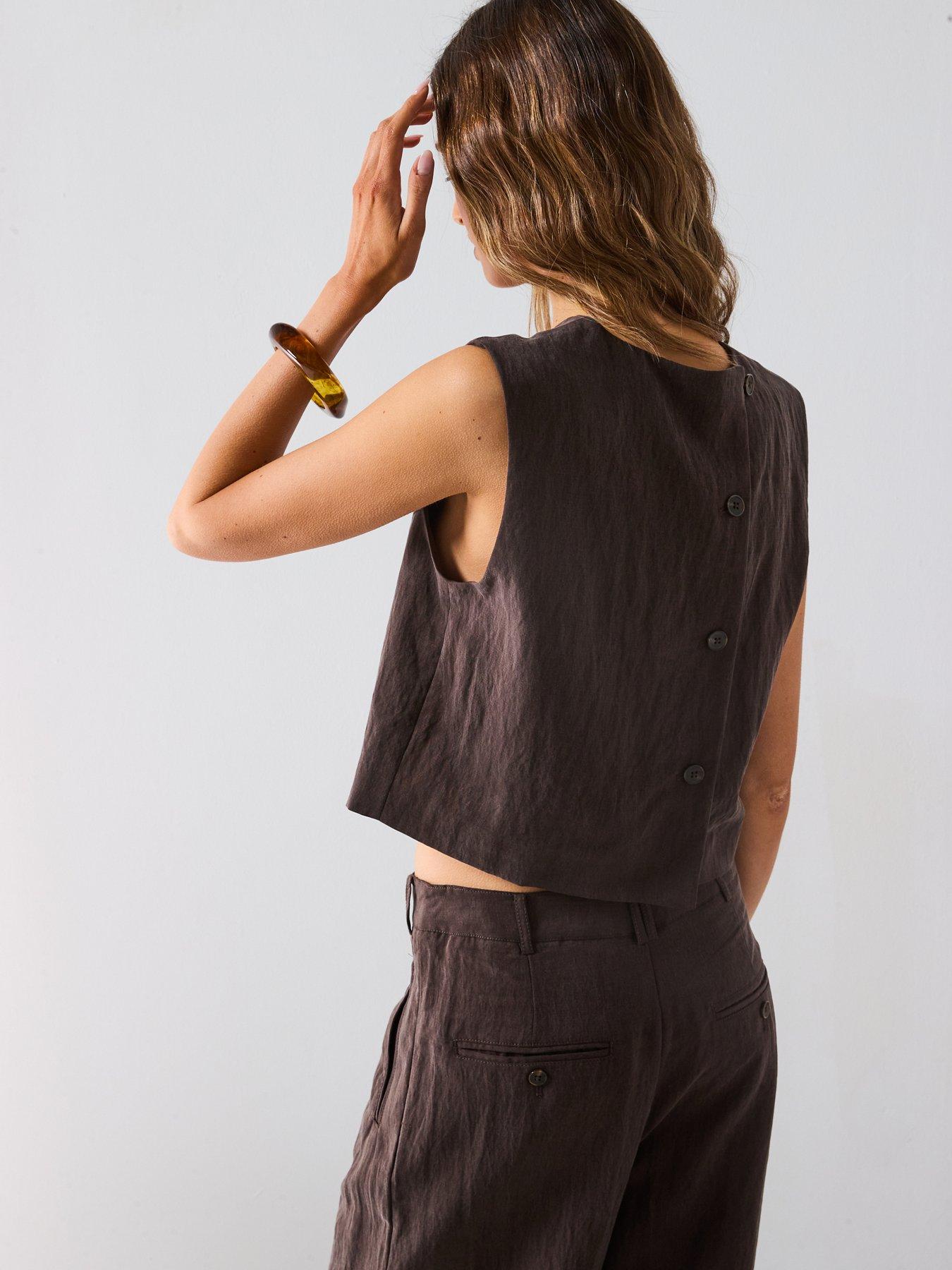 mango-lyocell-top-with-buttons-on-the-back-brownstillFront