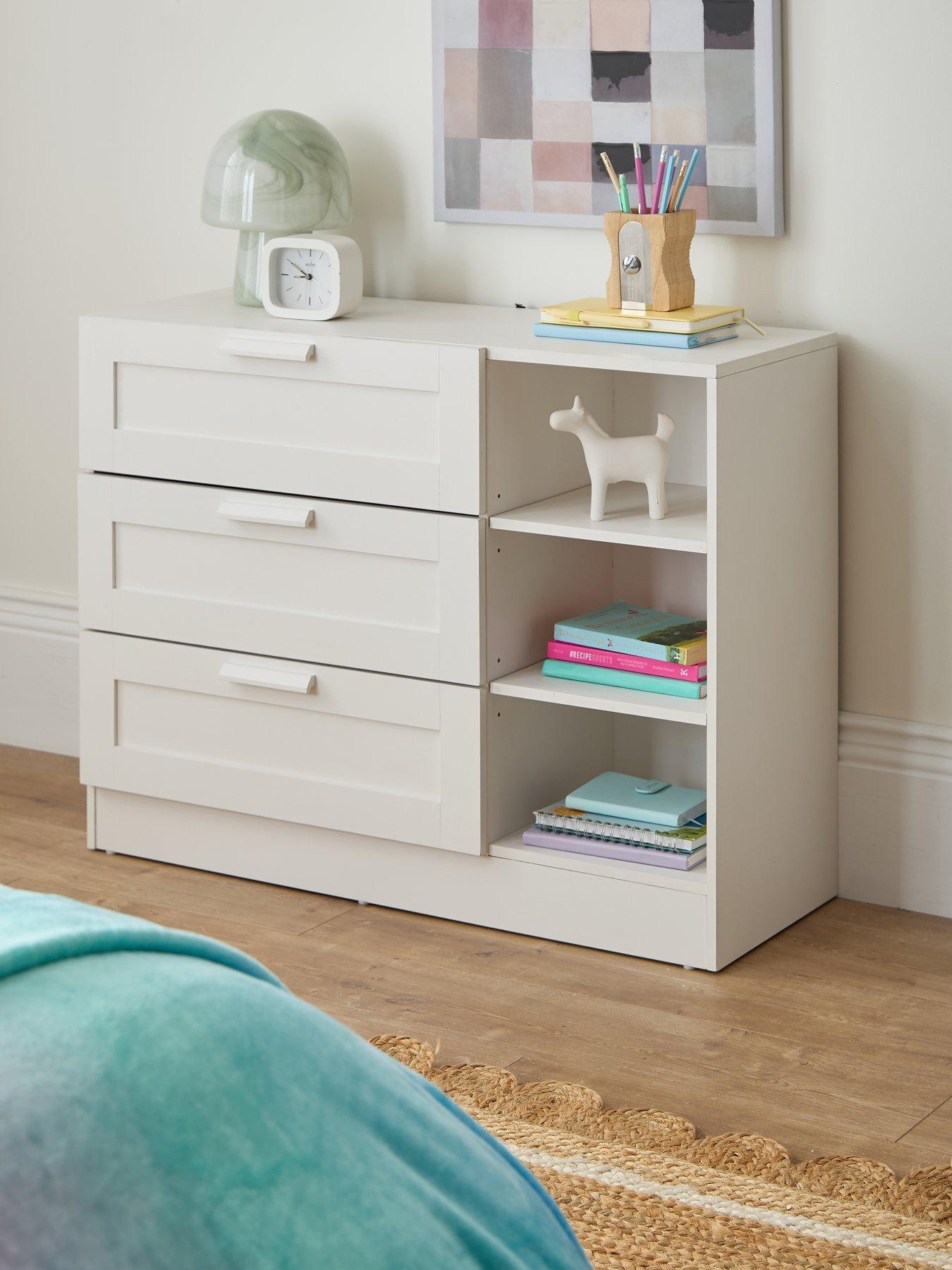 The Very Collection Taryn Kids 3 Drawer, 3 Shelf Chest - White