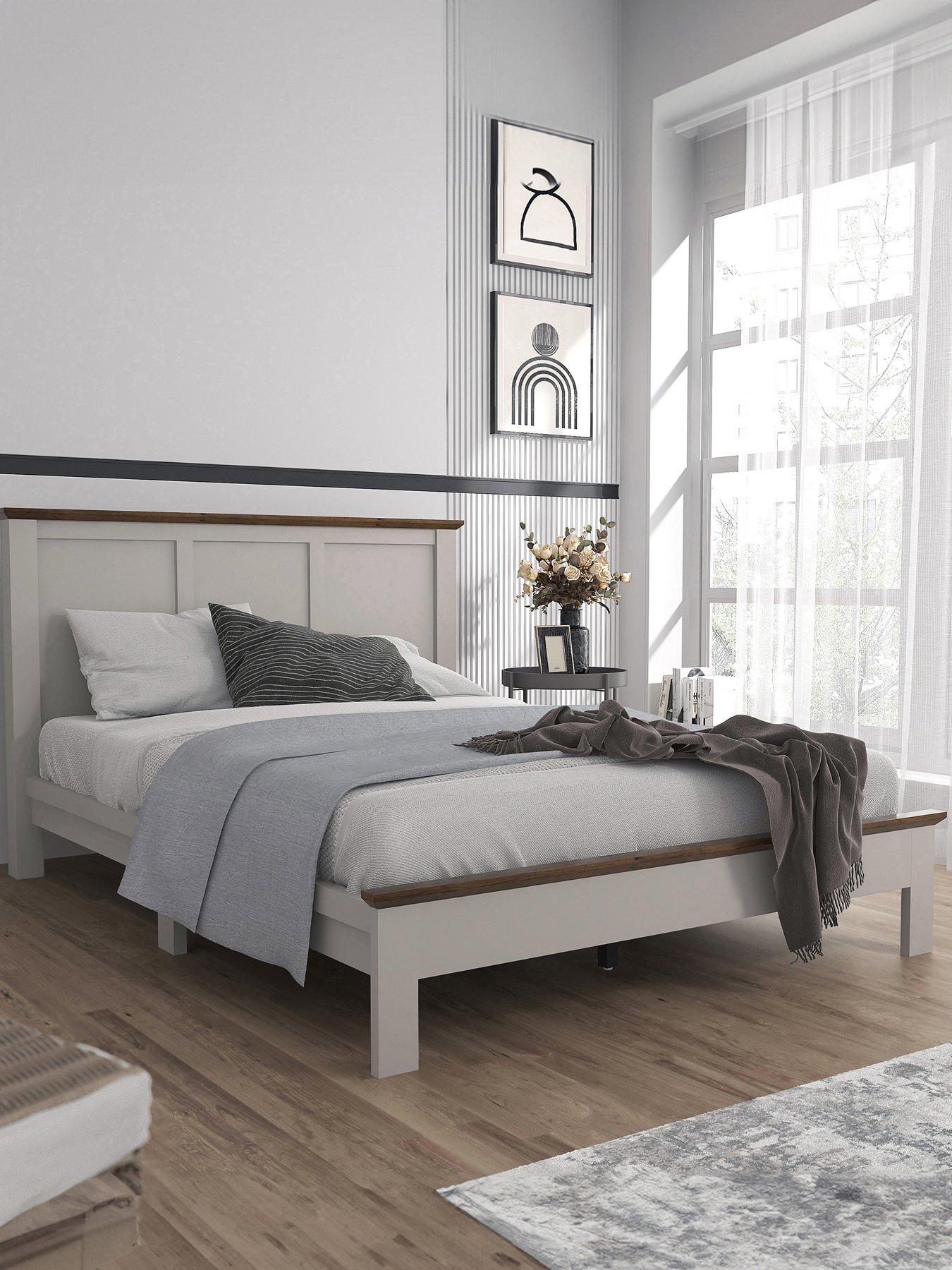 The Very Collection Crawford Wooden Bed with Mattress Options - Grey/Dark Oak (Buy  &  SAVE!)