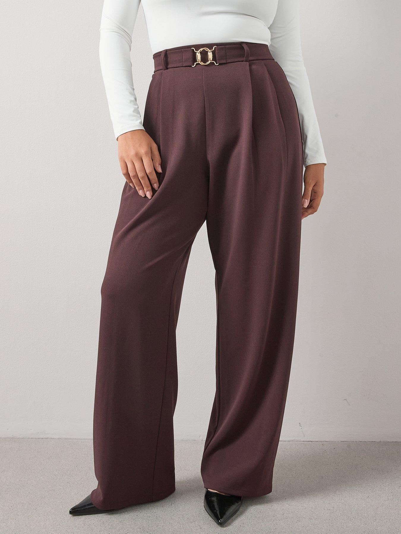the-very-collection-curve-buckle-detail-stretch-wide-leg-trouser-brown