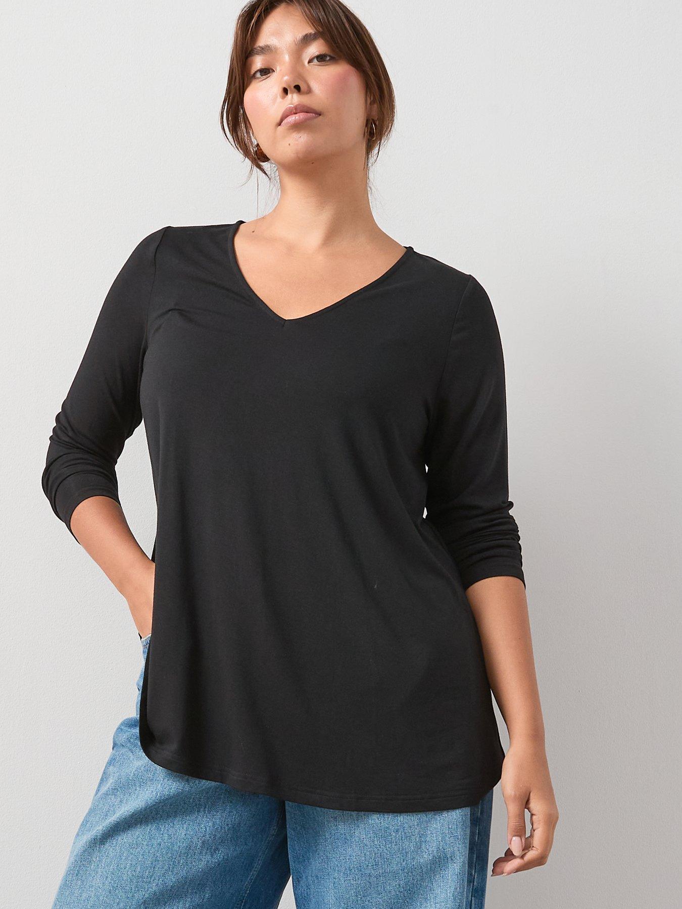 v-by-very-curve-v-neck-longline-top-blackdetail