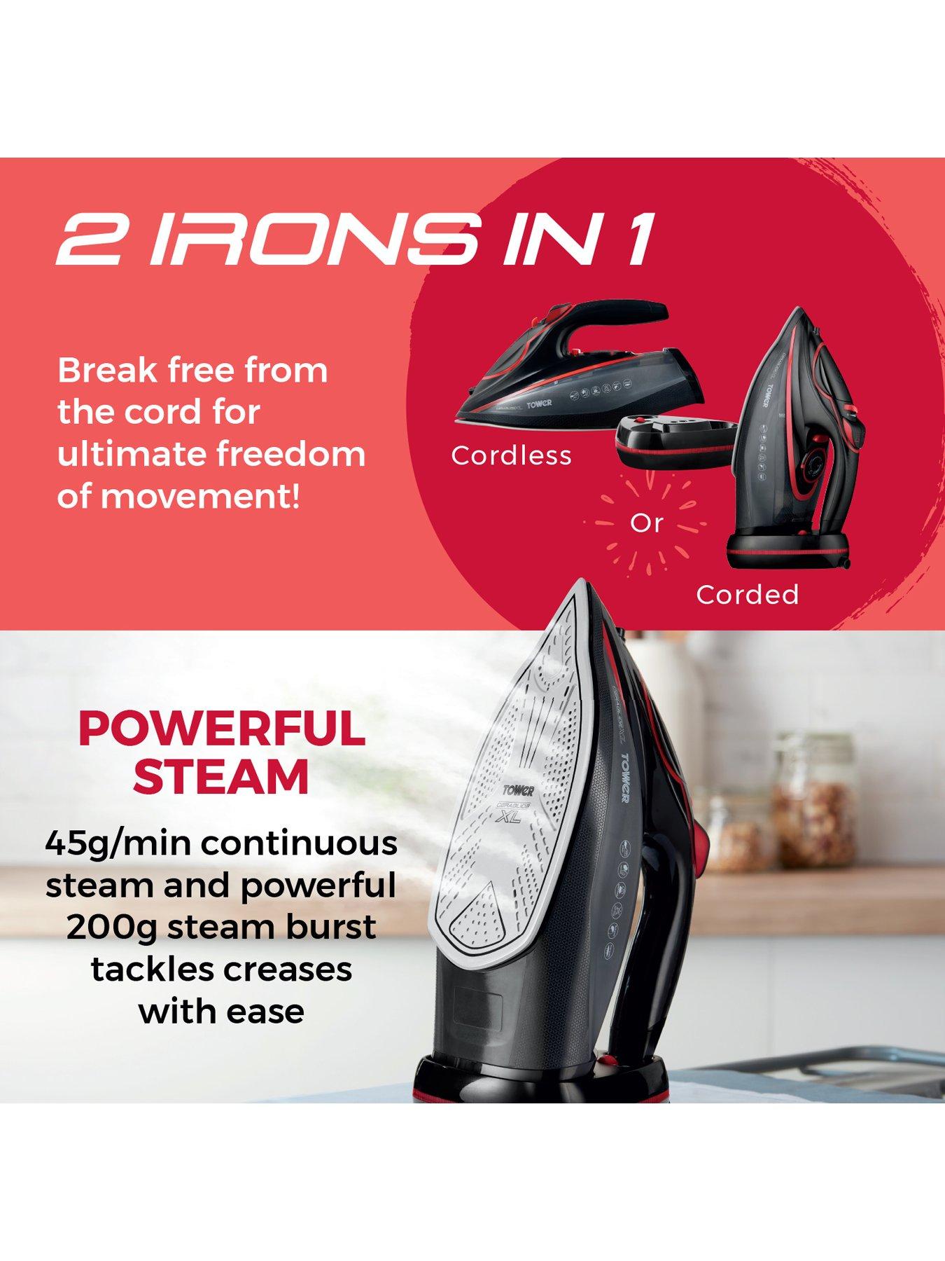 Image 5 of 7 of Tower T22035RED Cord/Cordless Steam Iron - Red & Black