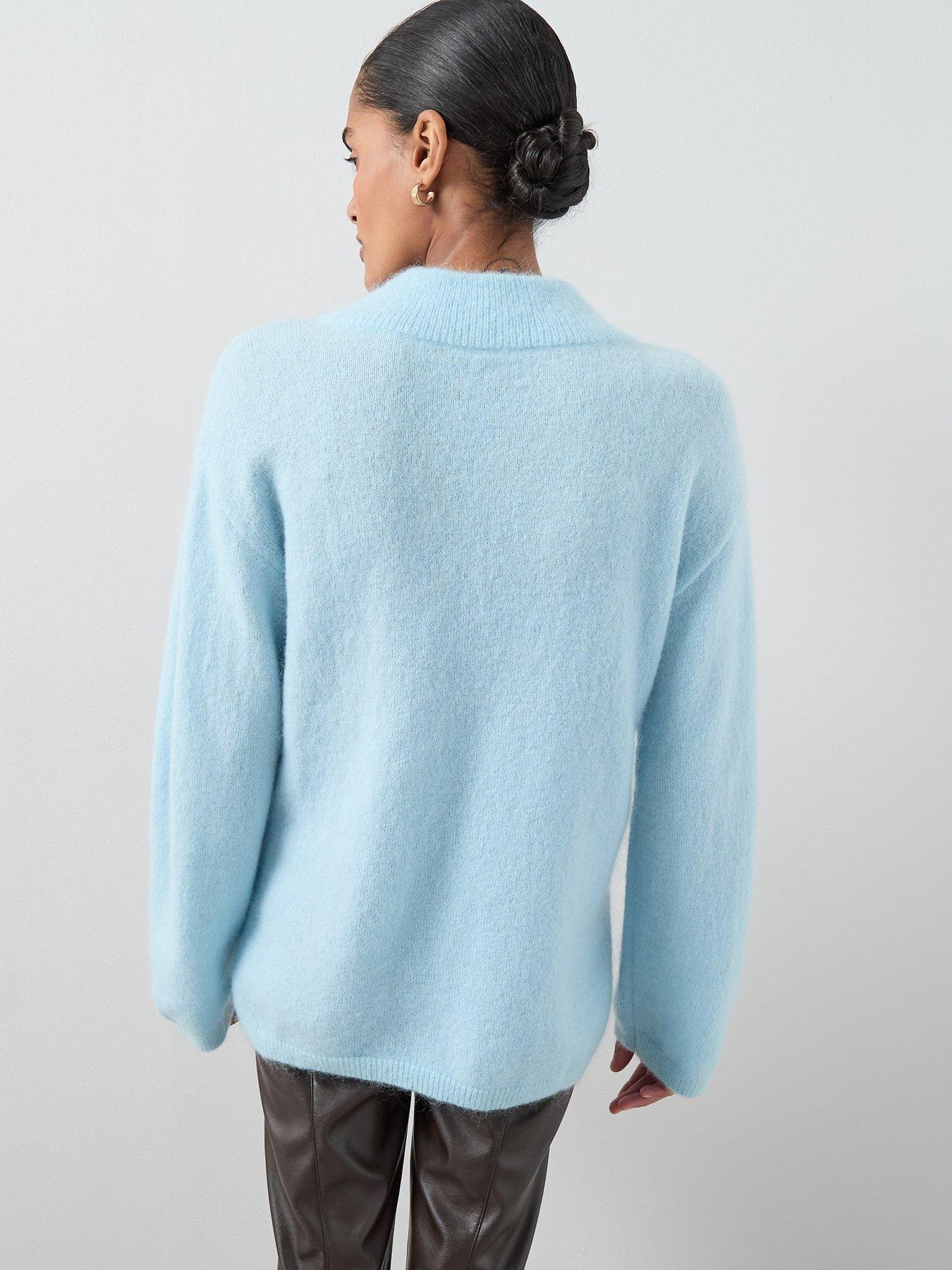 Image 2 of 7 of The Very Collection Mohair Wool Blend V Neck Jumper - Blue