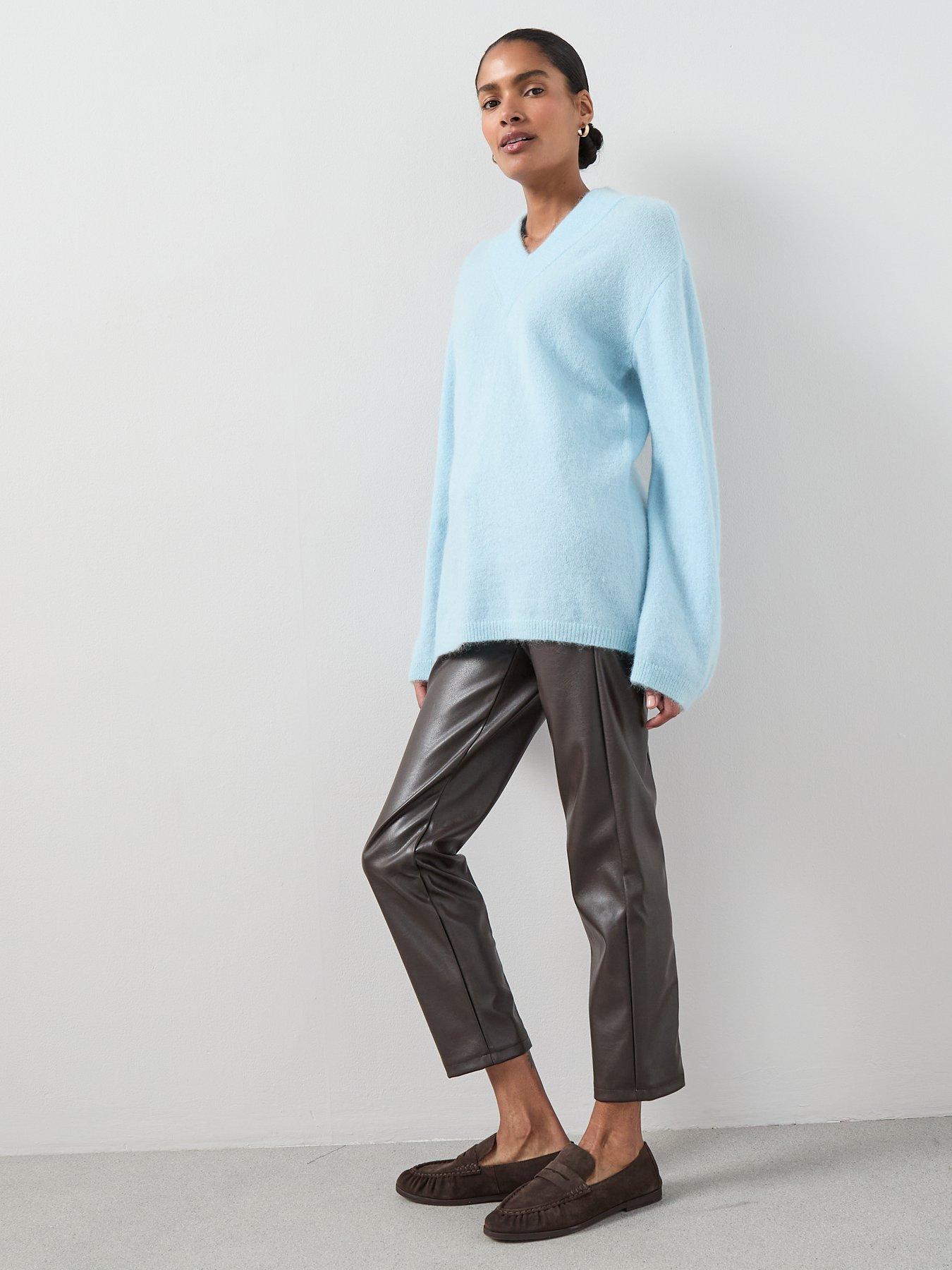 Image 5 of 7 of The Very Collection Mohair Wool Blend V Neck Jumper - Blue