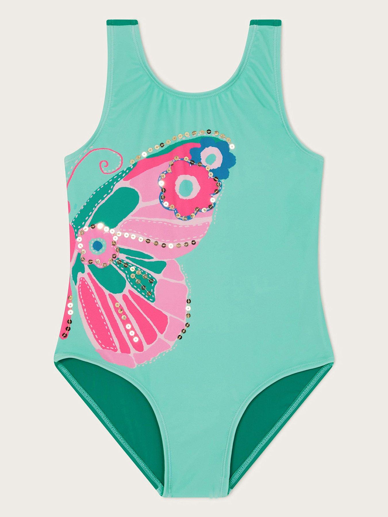 Image of Monsoon Girls Embellished Butterfly Swimsuit - Aqua