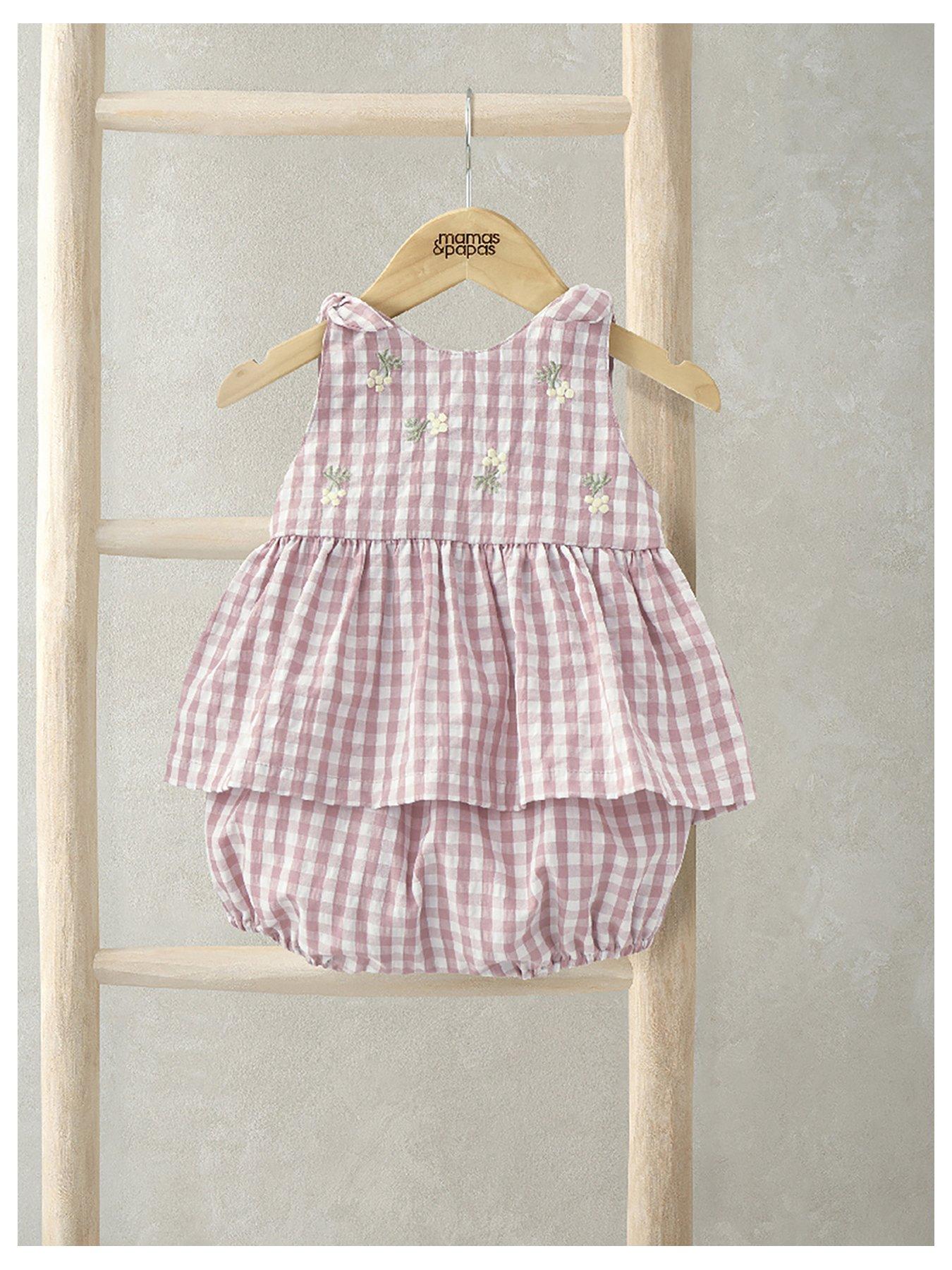 Image 1 of 5 of Mamas & Papas Baby Girls 2 Piece Gingham Sleeveless Top & Shorts Set - Pink
