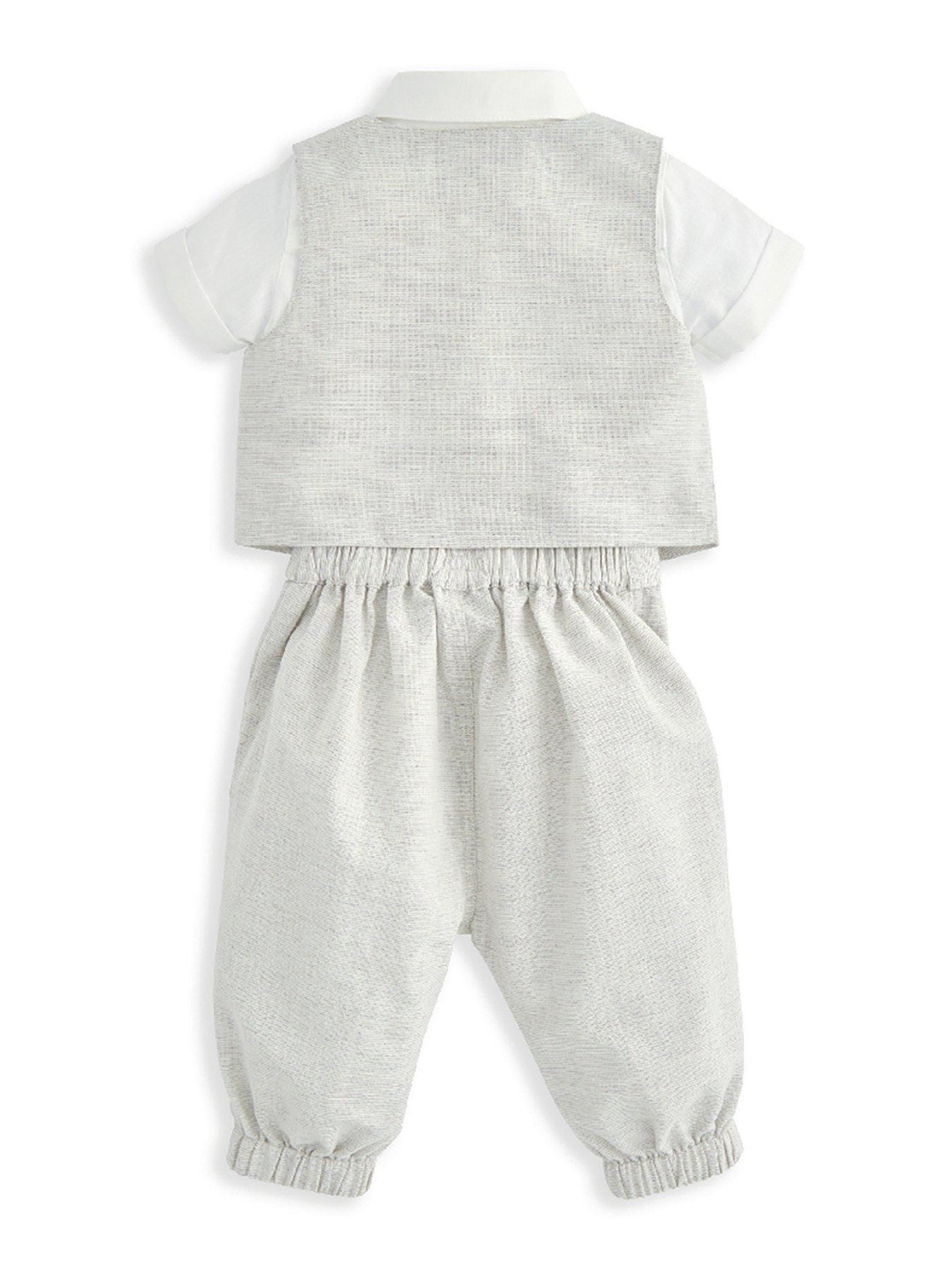 Image 2 of 6 of Mamas & Papas Baby Boys 4 Piece Neutral Suit With Bow Tie - Beige