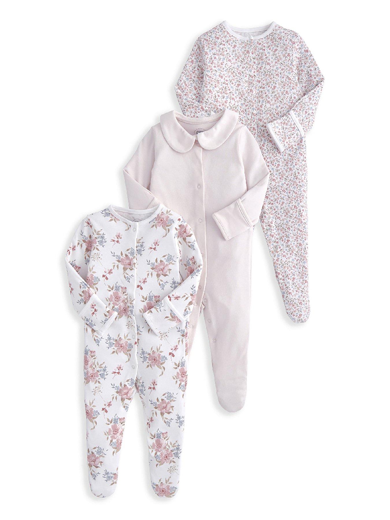Image 2 of 2 of Mamas & Papas Baby Girls 3 Pack Floral Sleepsuits - Pink