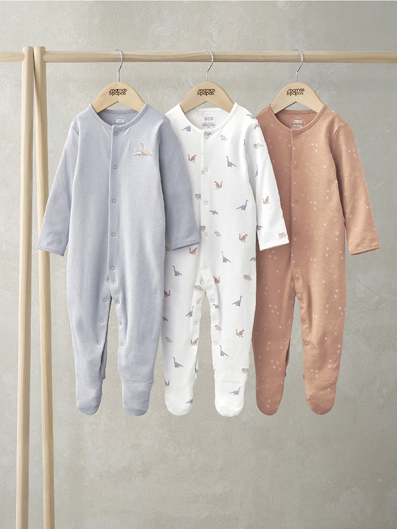 Image 1 of 2 of Mamas & Papas Baby Boys 3 Pack Dino Sleepsuits - Multi
