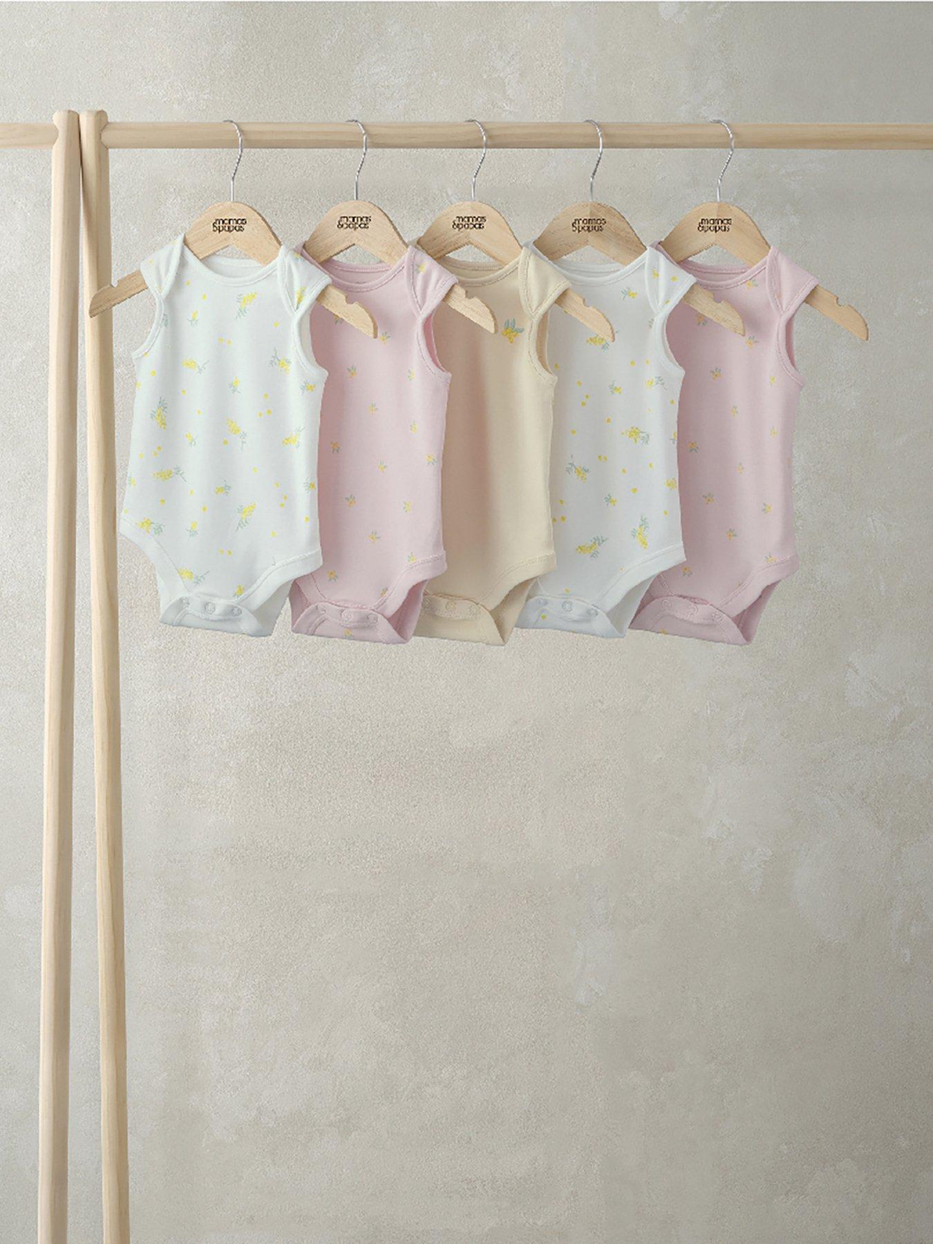 Image of Mamas & Papas Baby Girls 5 Pack Little Lemons Sleeveless Bodysuits - Multi