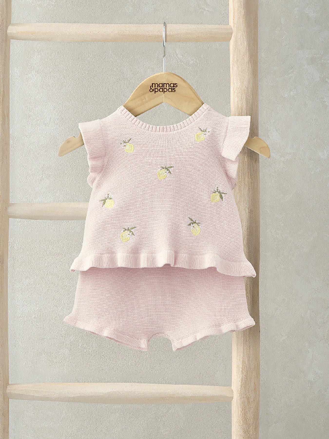 mamas-papas-baby-girls-2-piece-embroidered-frill-top-amp-short-knitted-set-pink